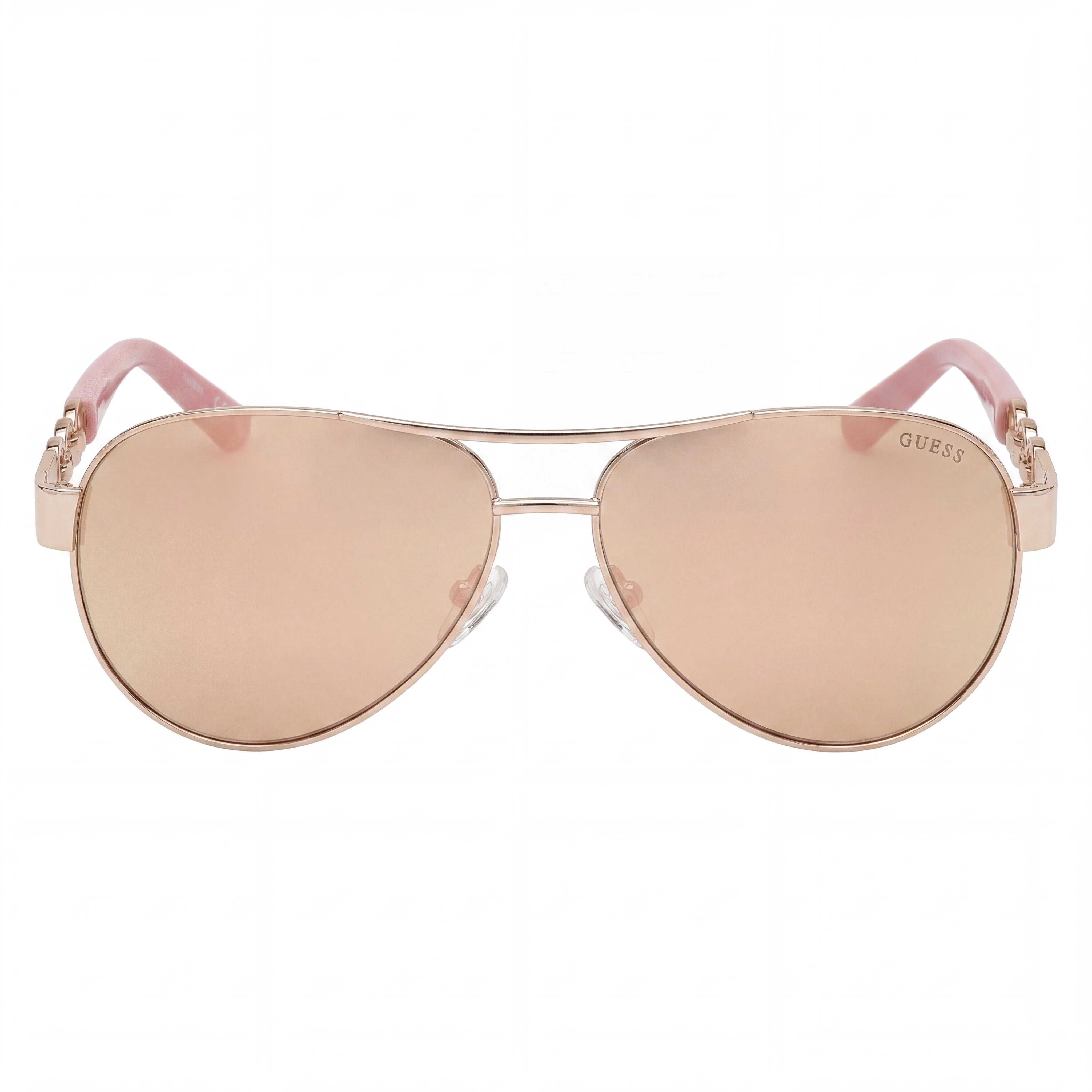 GUESS Gu00174 Women's 100% UV Protection Metal Sunglasses, Rose Gold Frame, Brown Mirror, 60mm, Photo 2