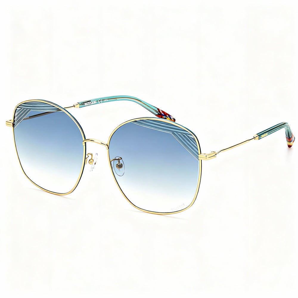 M Missoni Spillo Women's Alloy Steel Gold Blue Frame Non-Polarized Gradient Gold Green Lenses 59mm