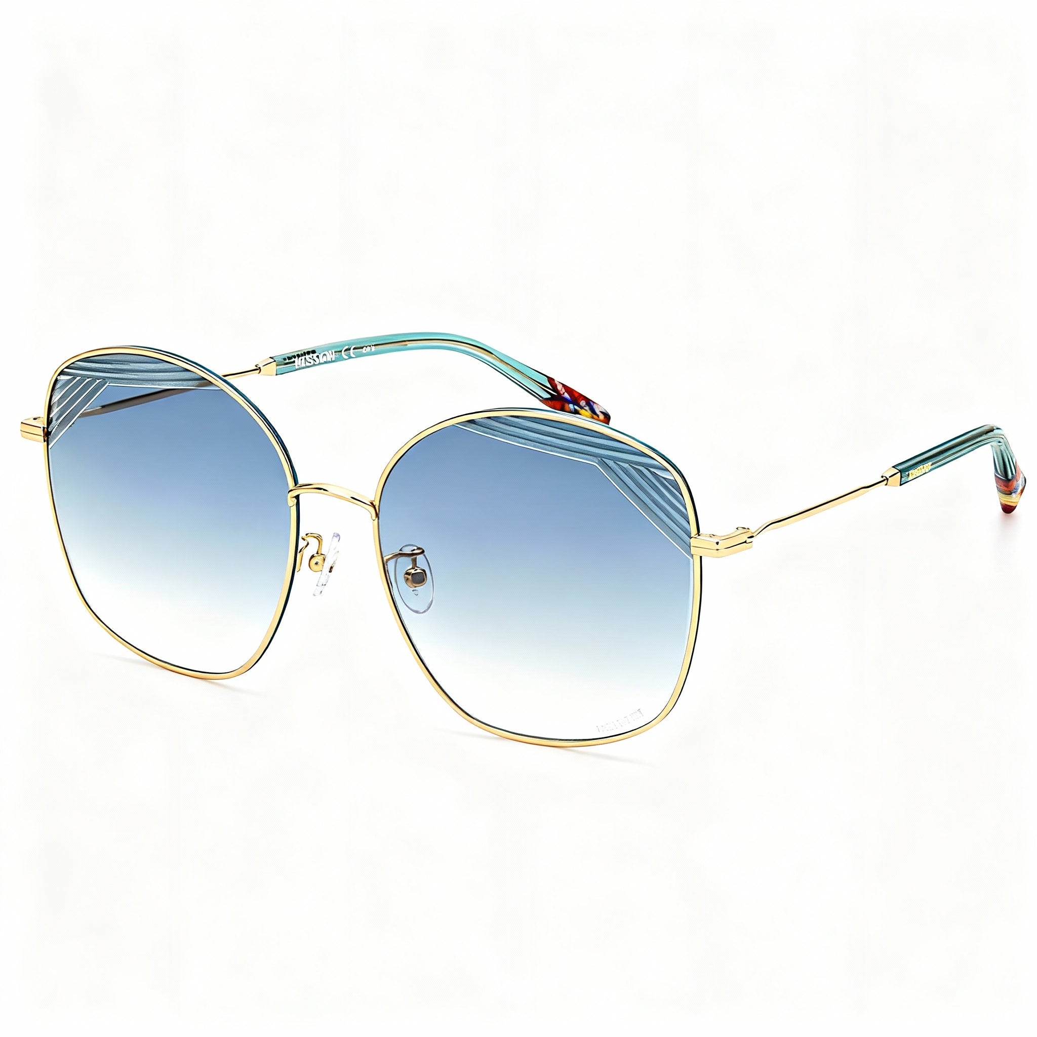 M Missoni Spillo Women's Alloy Steel Gold Blue Frame Non-Polarized Gradient Gold Green Lenses 59mm, Photo 3