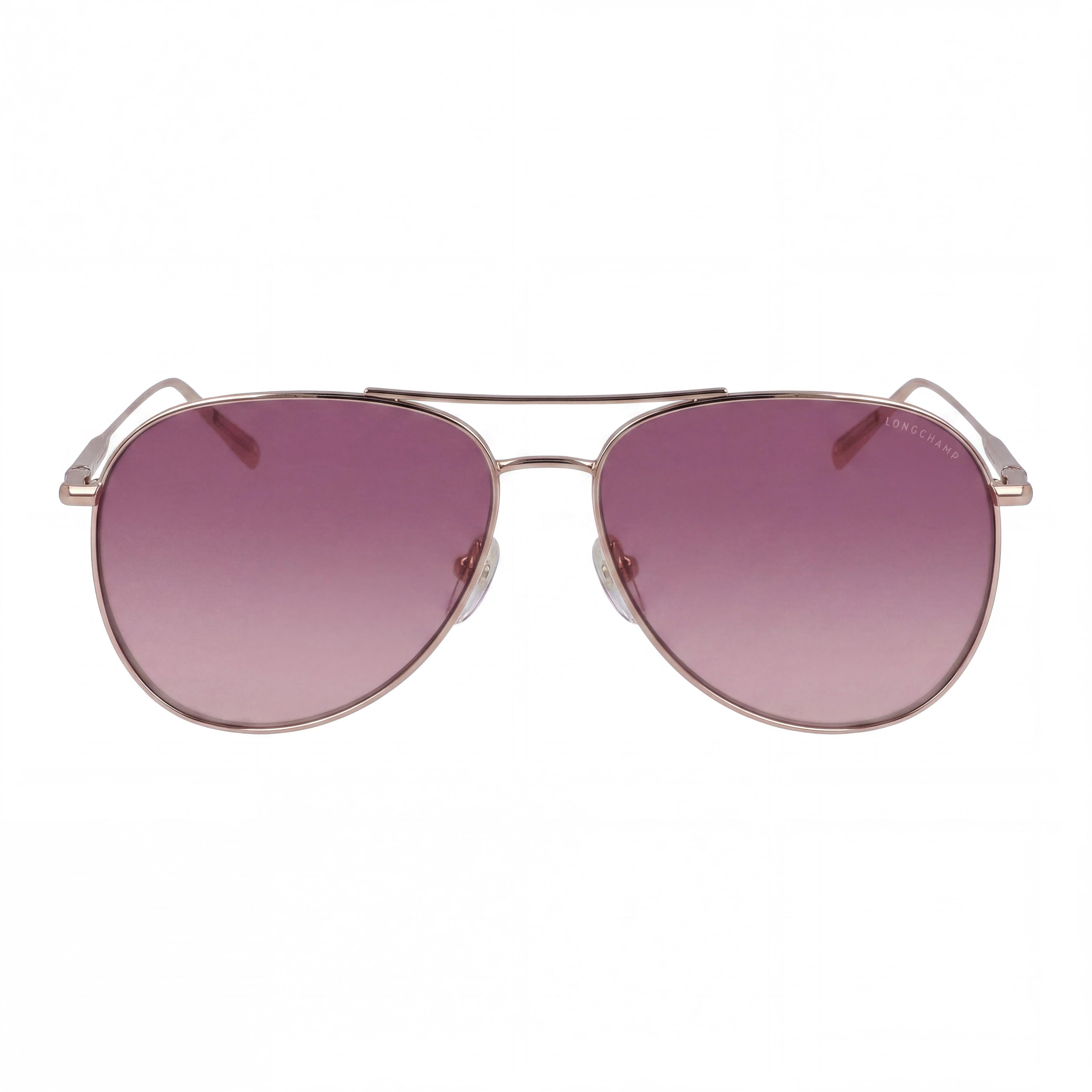 LONGCHAMP Modern Women's Pilot Sunglasses, Rose Gold Metal Frame, Gradient Pink Plastic Lenses, 59mm, Photo 2