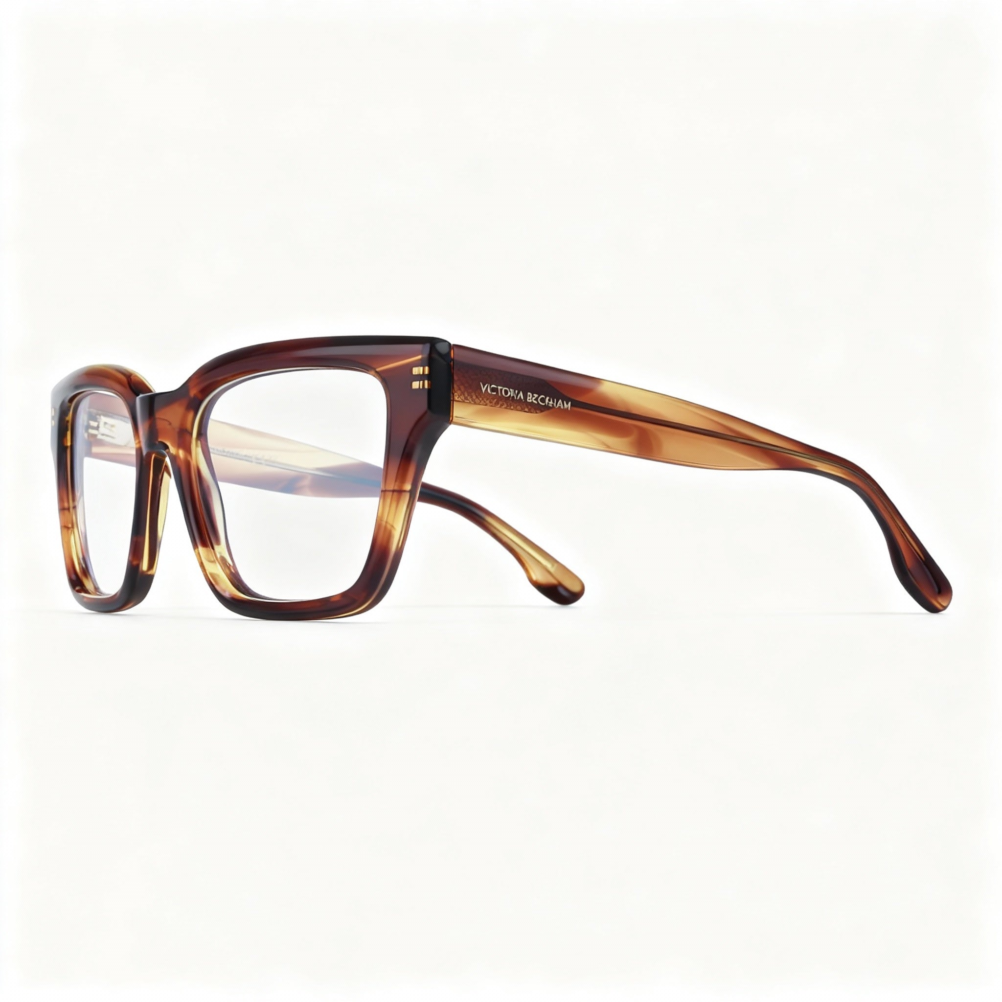 Victoria Beckham VB2681 Women's Acetate Rectangular Brown Striped Eyeglasses 50-18-140, Photo 3