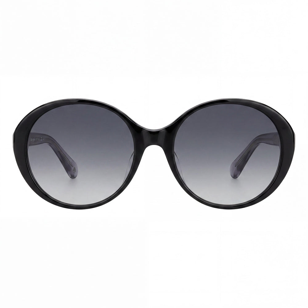 Gafas de sol redondas ODETTA de Kate Spade New York para mujer, de acetato negro con lentes grises degradadas, 100 % protección UV, 58-19-140