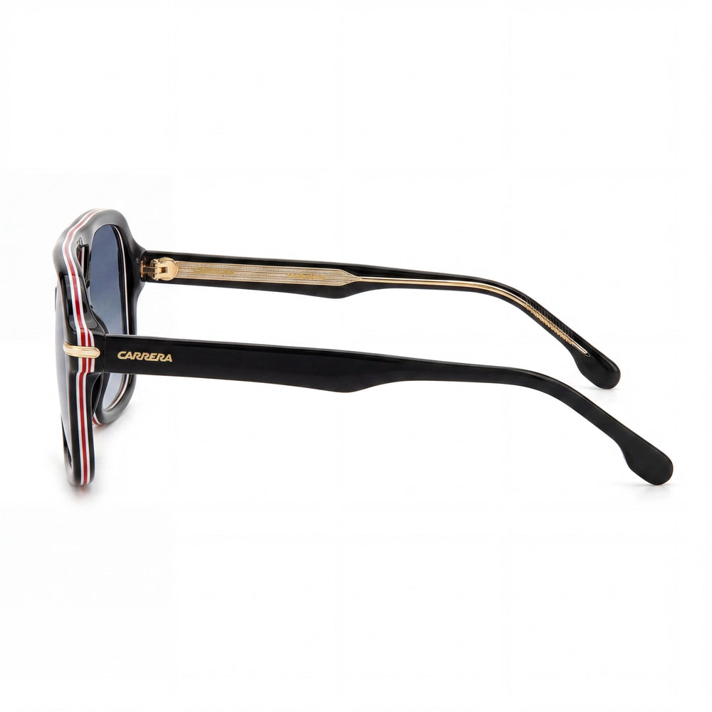 Carrera CARRERA 317/S Gafas de sol unisex cuadradas de acetato, negras a rayas doradas, azules degradadas, azul oscuro degradado, no polarizadas, UV 55 mm