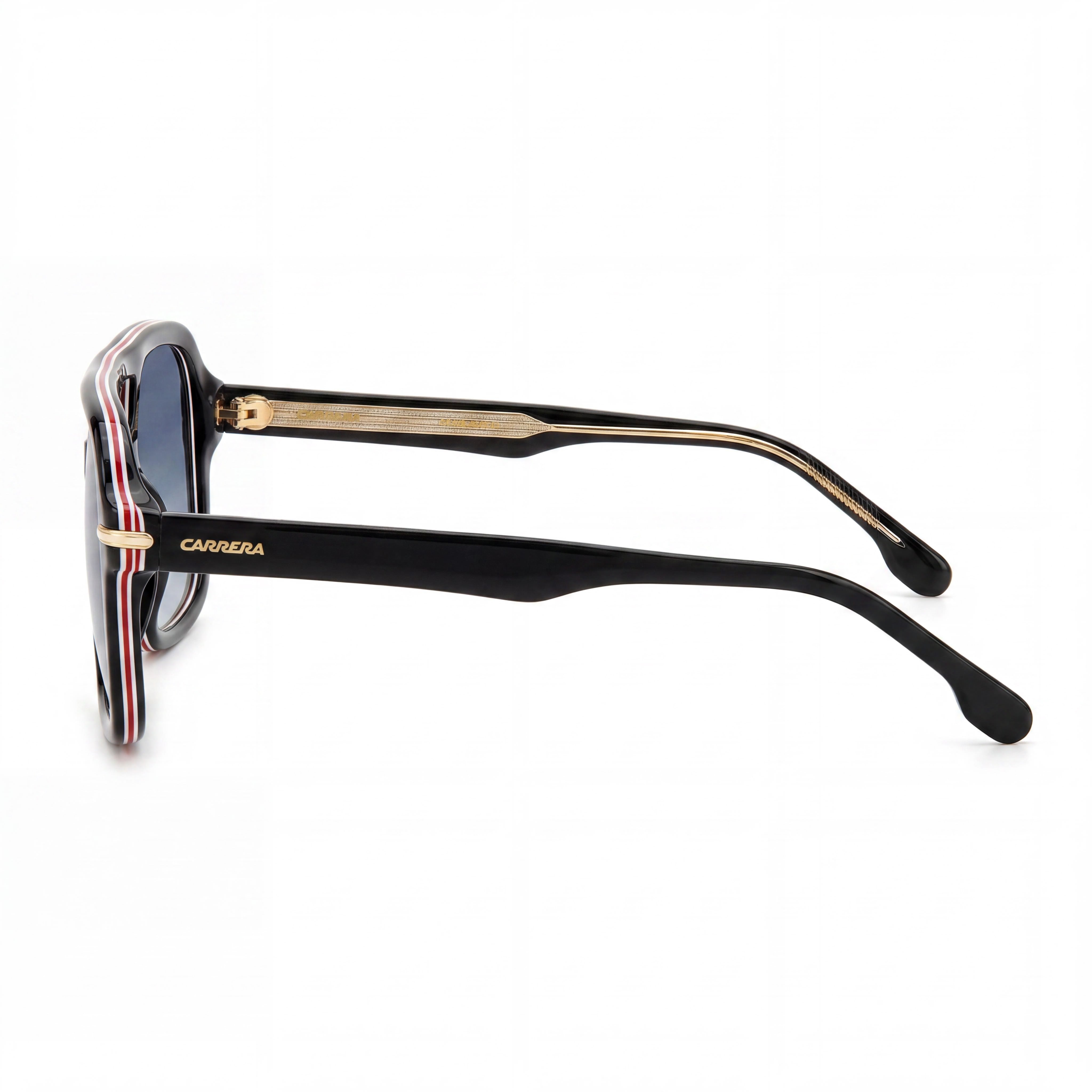 Carrera CARRERA 317/S Unisex Acetate Square Black Striped Gold Blue Shaded Sunglasses Dark Blue Shaded Non-Polarized UV 55mm, Photo 2