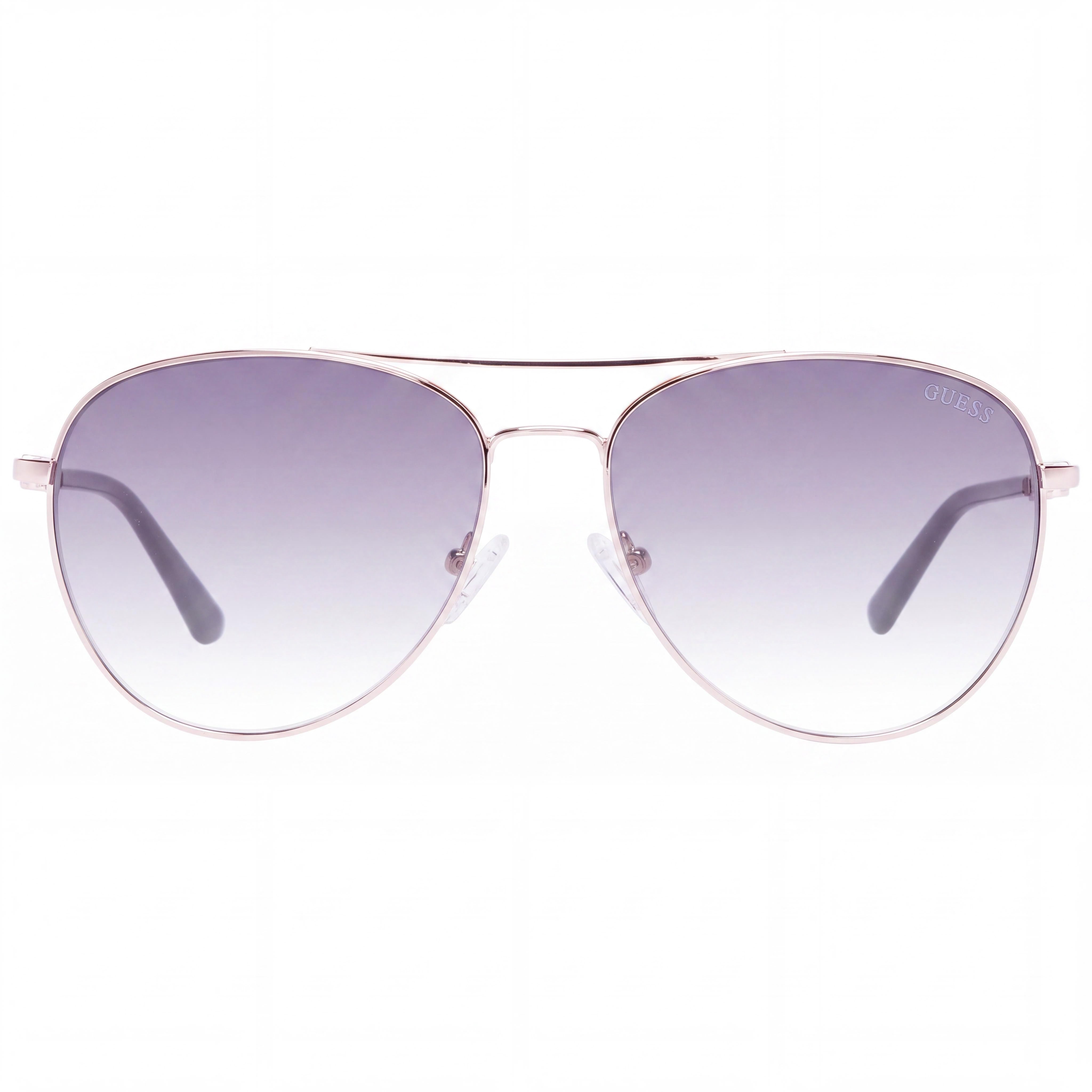 GUESS Gf6143 Women's Pilot Sunglasses with Rose Gold Plastic Frame, Gradient Smoke Lenses, 100% UV Protection, 59mm, Photo 2