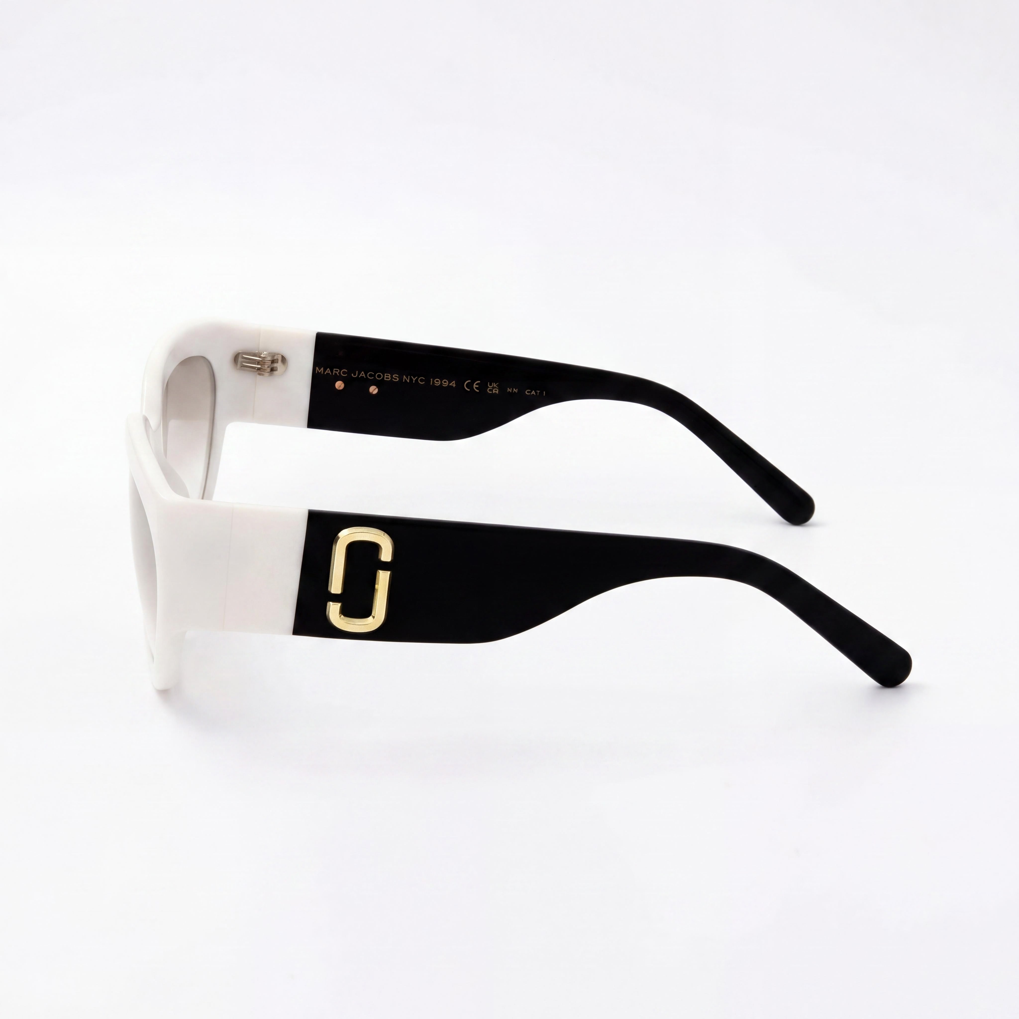 Gafas de sol Marc Jacobs Modern para mujer con montura de plástico blanca y negra con protección UV, ancho de lente de 57 mm, Photo 2