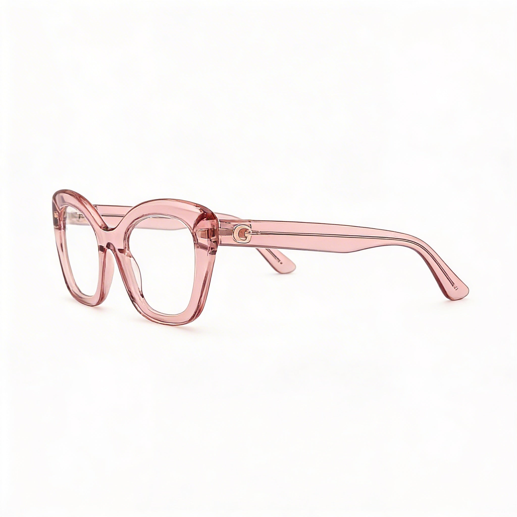 Gafas Guess Gu50225 para mujer con montura de plástico rosa claro y lentes de policarbonato no polarizadas, 51 mm de ancho de lente, Photo 3