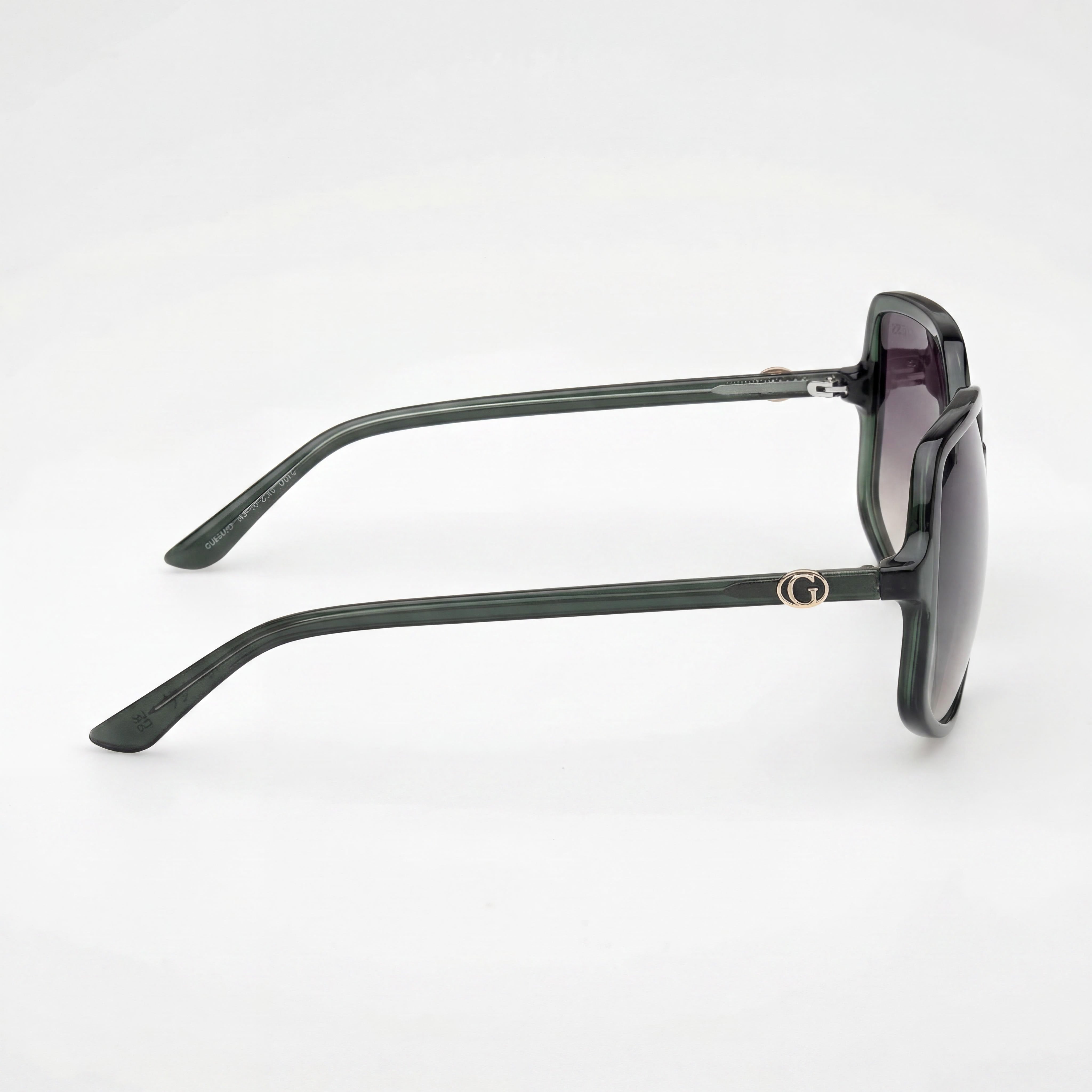 GUESS GU00257 Women's Shiny Dark Green Plastic Sunglasses Gradient Green Lenses 57mm UV Protection, Photo 3