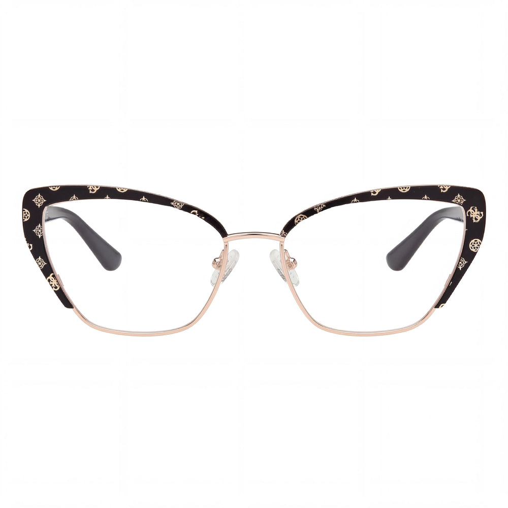 Gafas metálicas para mujer Guess GU50122, negro mate, lentes de material compuesto multicolor, 54-16-145 mm