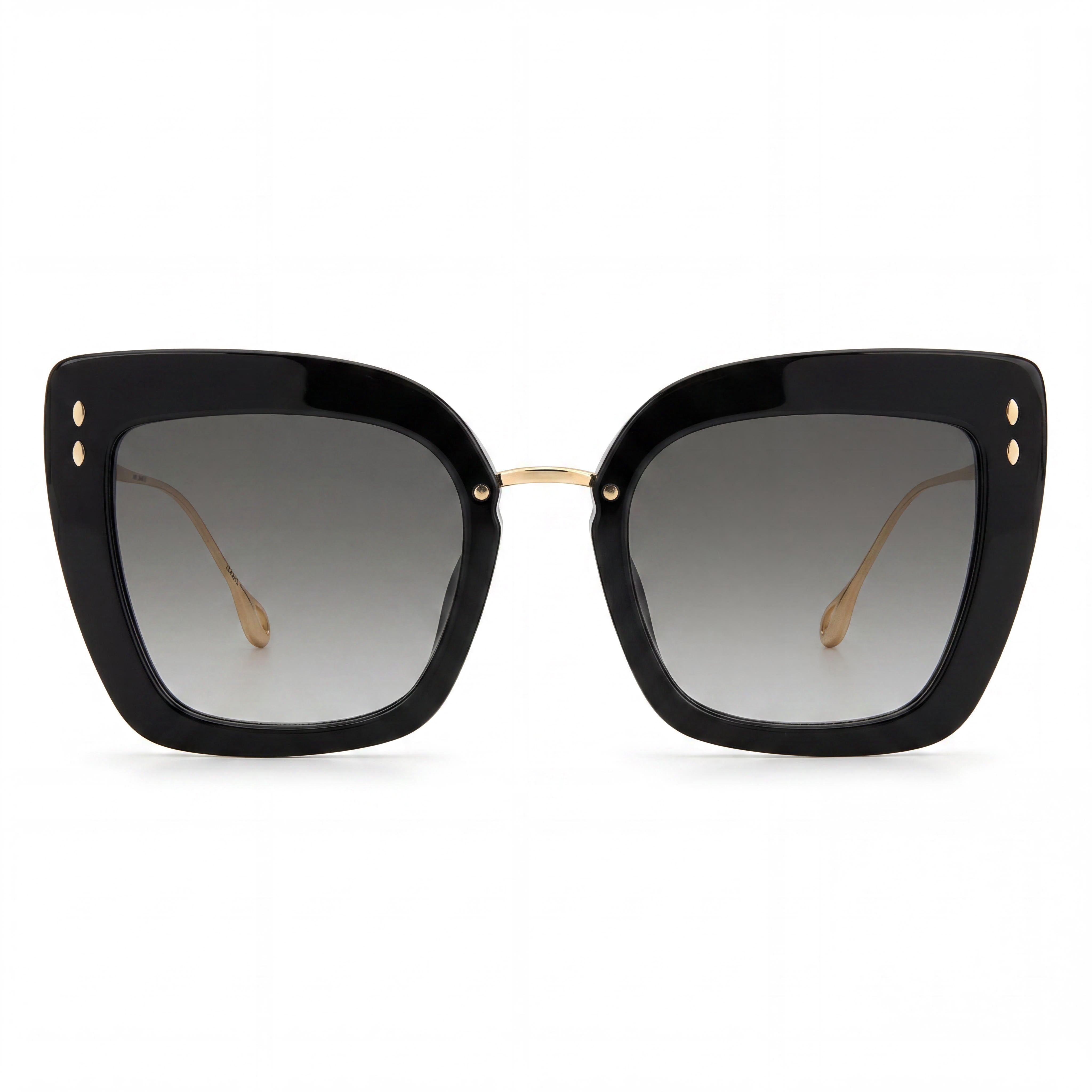 Isabel Marant Gafas de sol rectangulares modernas de poliamida negra y dorada no polarizadas UV 400 para mujer, 53 mm, Photo 2