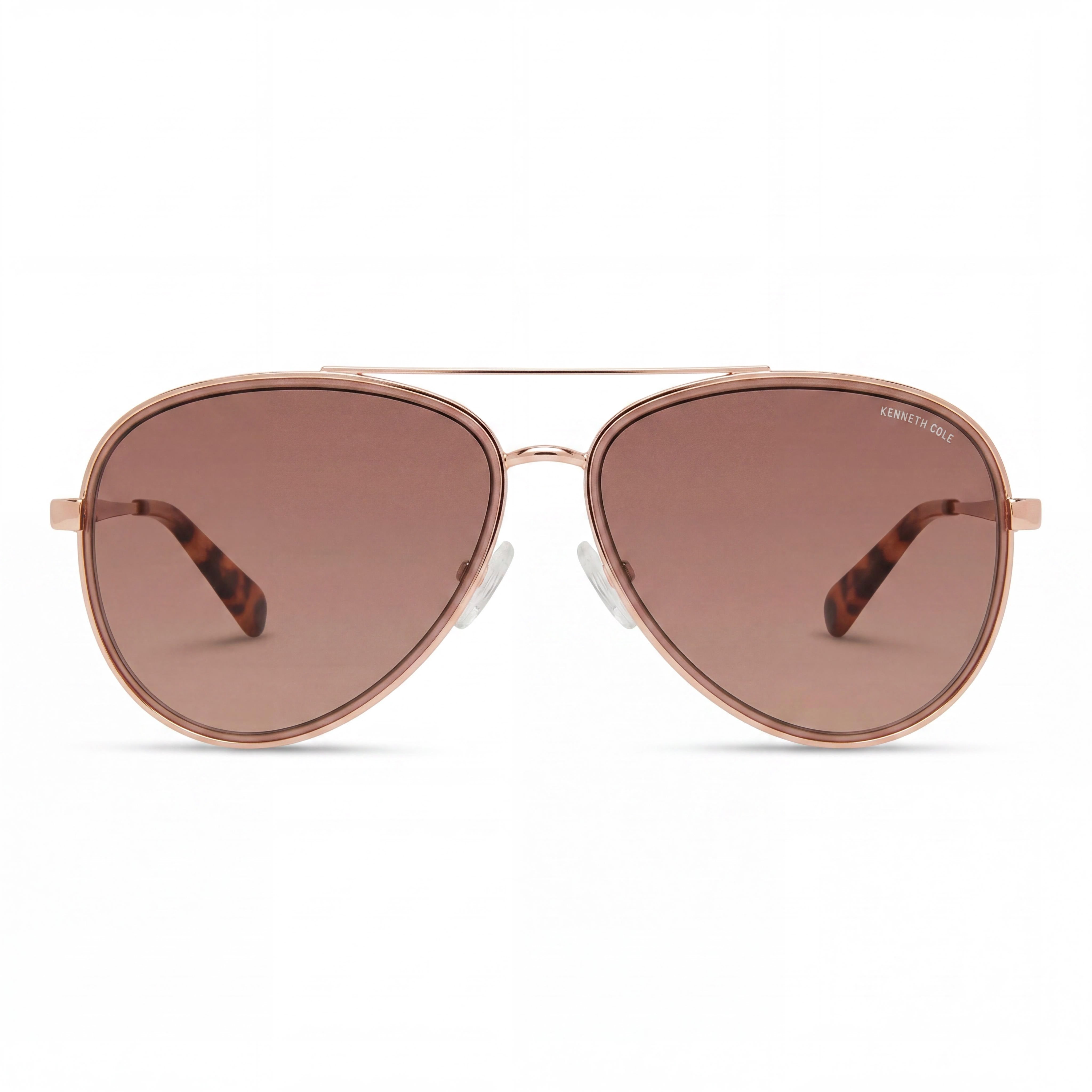 Kenneth Cole New York Kc5828f Women's Metal Non-Polarized Sunglasses, Shiny Rose Gold Frame, Gradient Brown Lenses, 58mm, Photo 2