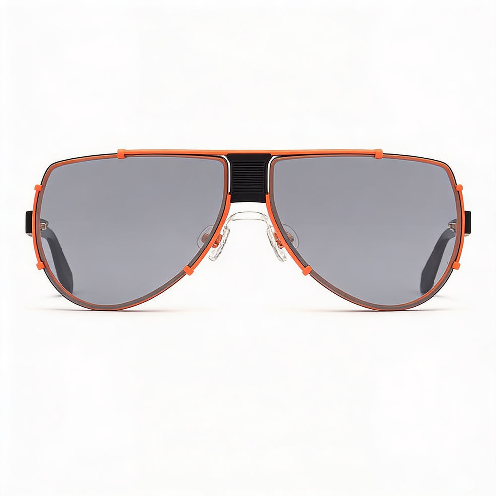 Adidas Originals Contemporaneo Gafas de sol de metal Nero Arancione para hombre con lentes de policarbonato Argento Fumo Specchiato Protección UV 71 mm