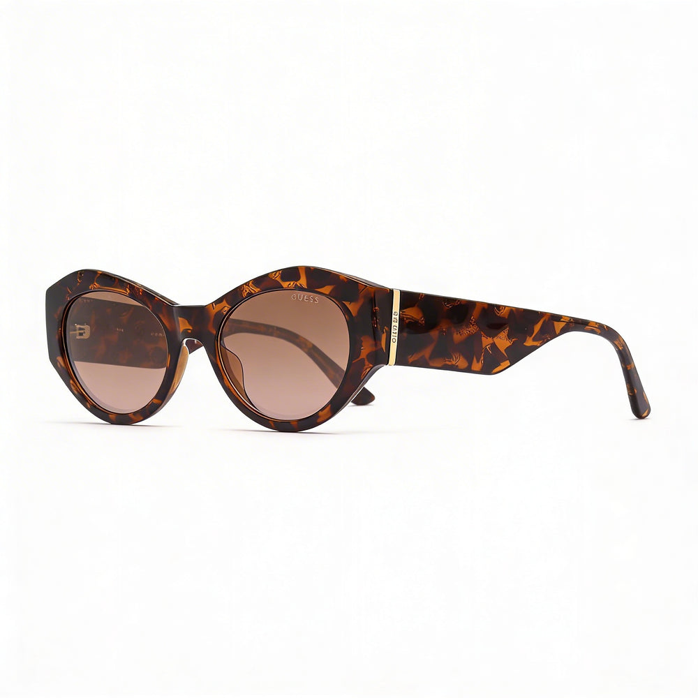 Guess GU772852G52 Women's Oval Dark Havana Gradient Brown Plastic Brown Mirrored Non-Polarized UV Protection 52mm