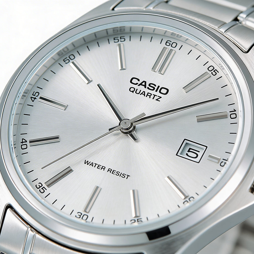 Casio MTP1183A-7A Reloj de Pulsera de Cuarzo Analógico con Fecha Unisex de Acero Inoxidable Plateado Resistente al Agua