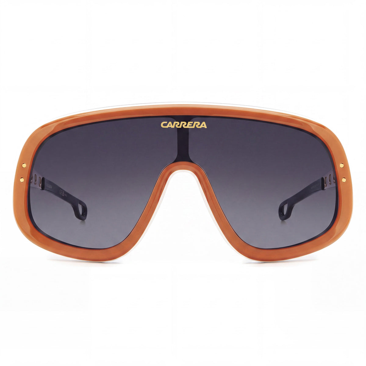 Carrera Gafas de sol modernas de hombre, montura de acetato color naranja y dorado, lentes gris oscuro degradadas, 100% protección UV 99-01-140, Photo 2