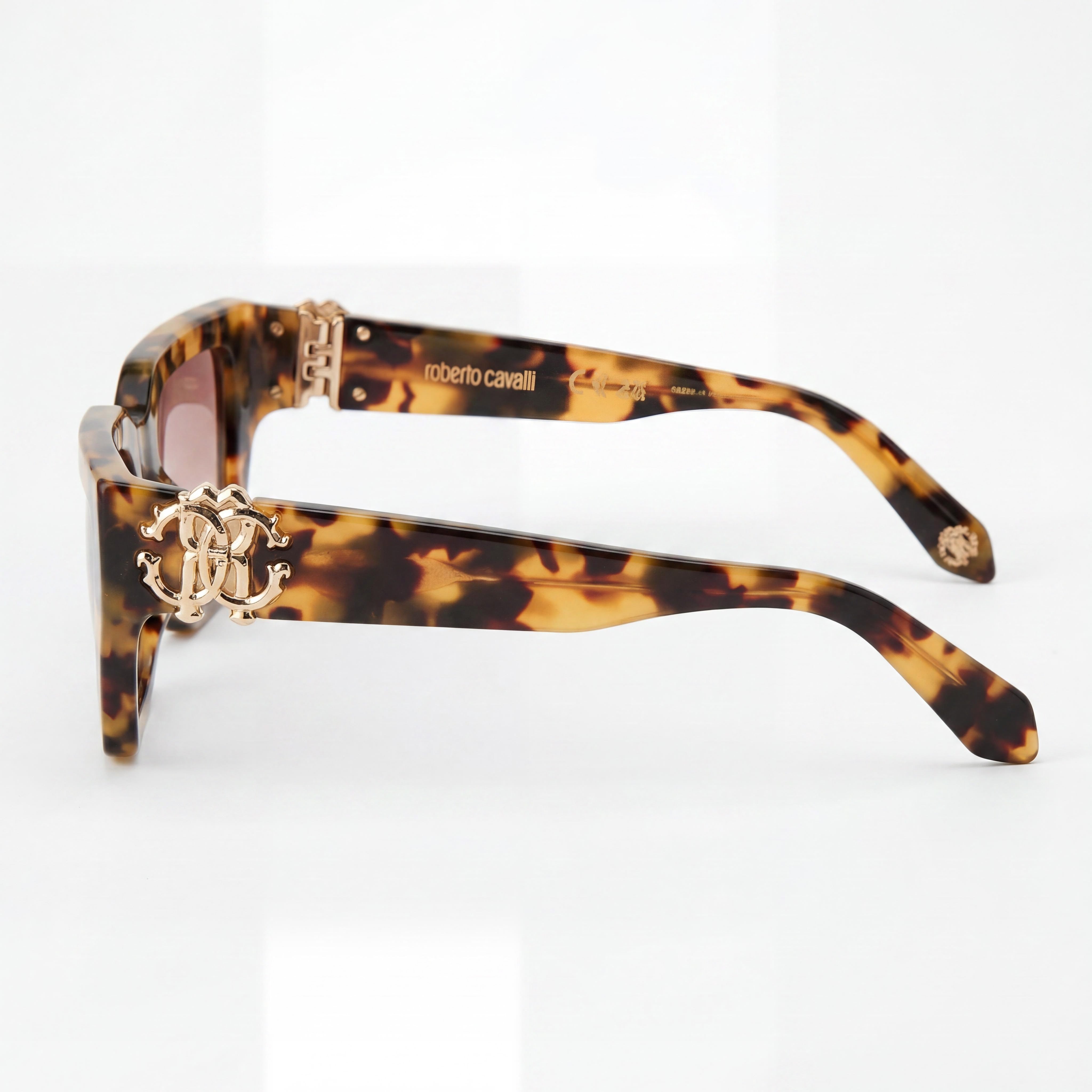 Gafas de sol Just Cavalli Modern de acetato no polarizadas para mujer con montura brillante Habana Vintage 55 mm, Photo 3