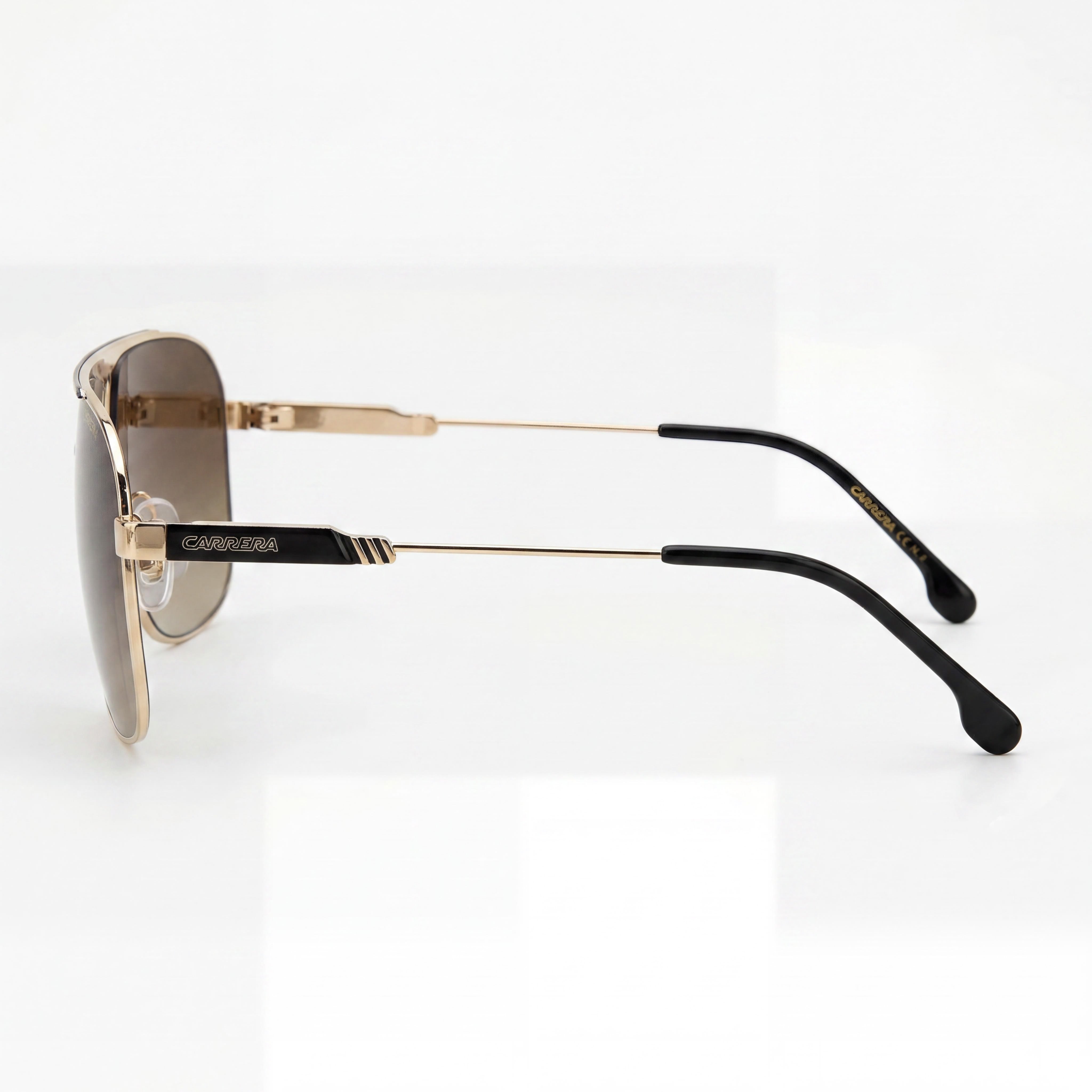 Carrera 1043/S Gafas de sol de hombre ligeras de acero inoxidable, negro, oro, marrón sombreado, no polarizadas, protección UV 65-12, Photo 3