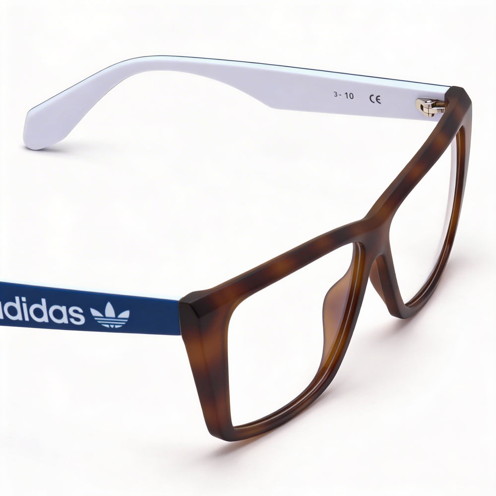 Gafas adidas Originals OR5009 para mujer, montura cuadrada de plástico inyectado con carey y lentes transparentes, 57 mm