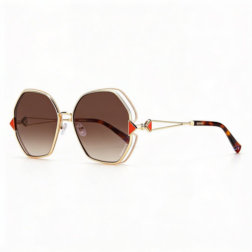 Gafas de sol Missoni Classic de mujer, de protección UV no polarizadas, armazón de aleación de acero dorado y marfil, 59 mm
