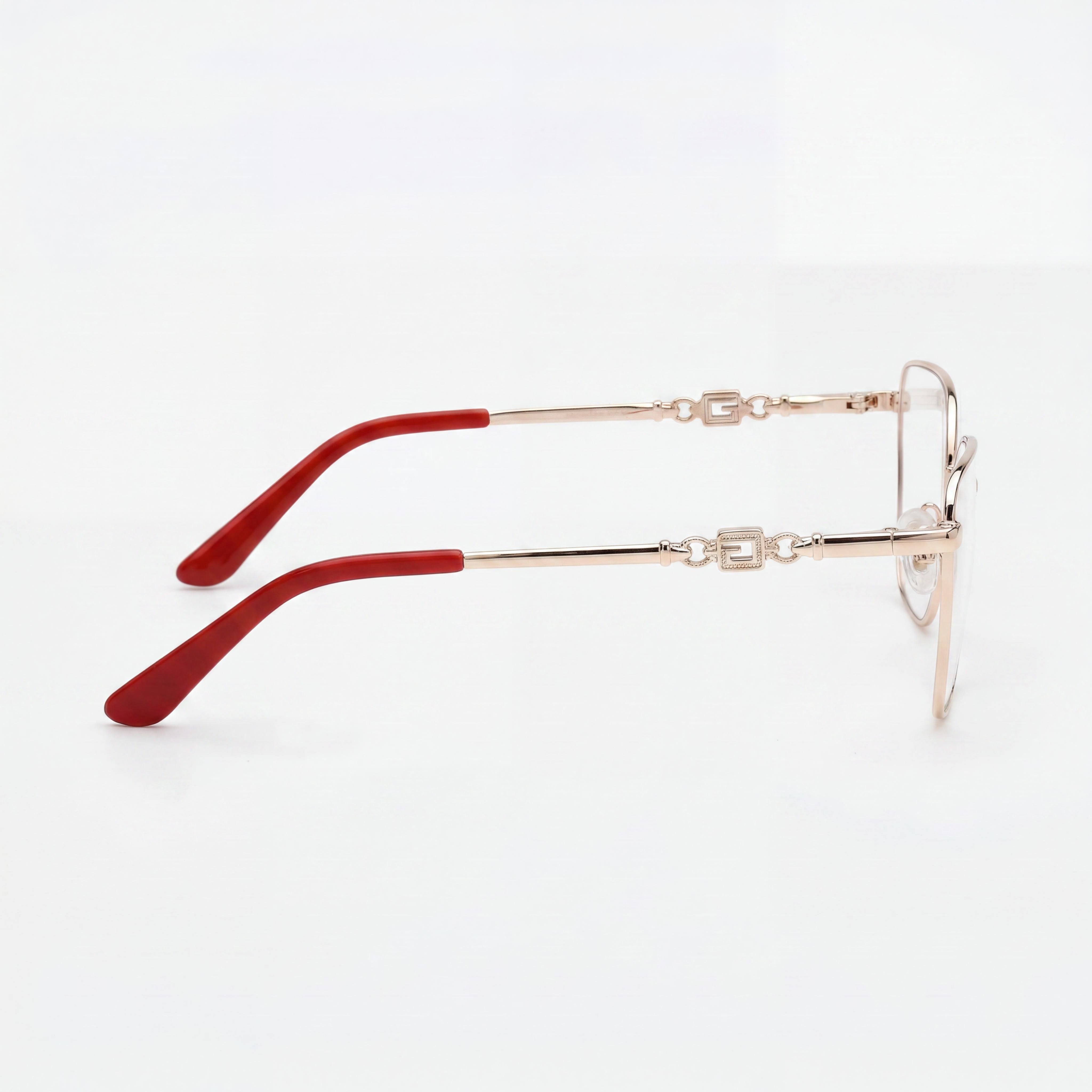 Gafas Ópticas GUESS GEOMETRIC para Mujer, Montura de Metal Oro Pálido con Lentes Transparentes, Talla 55/16/140, Photo 2