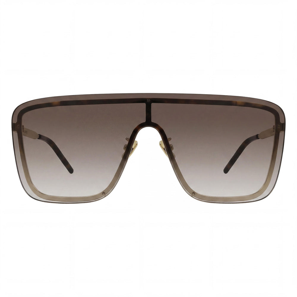 Gafas de sol Saint Laurent SL 364 Mask unisex de acetato dorado, montura marrón habana, lentes marrones doradas y protección UV, 99-01-140