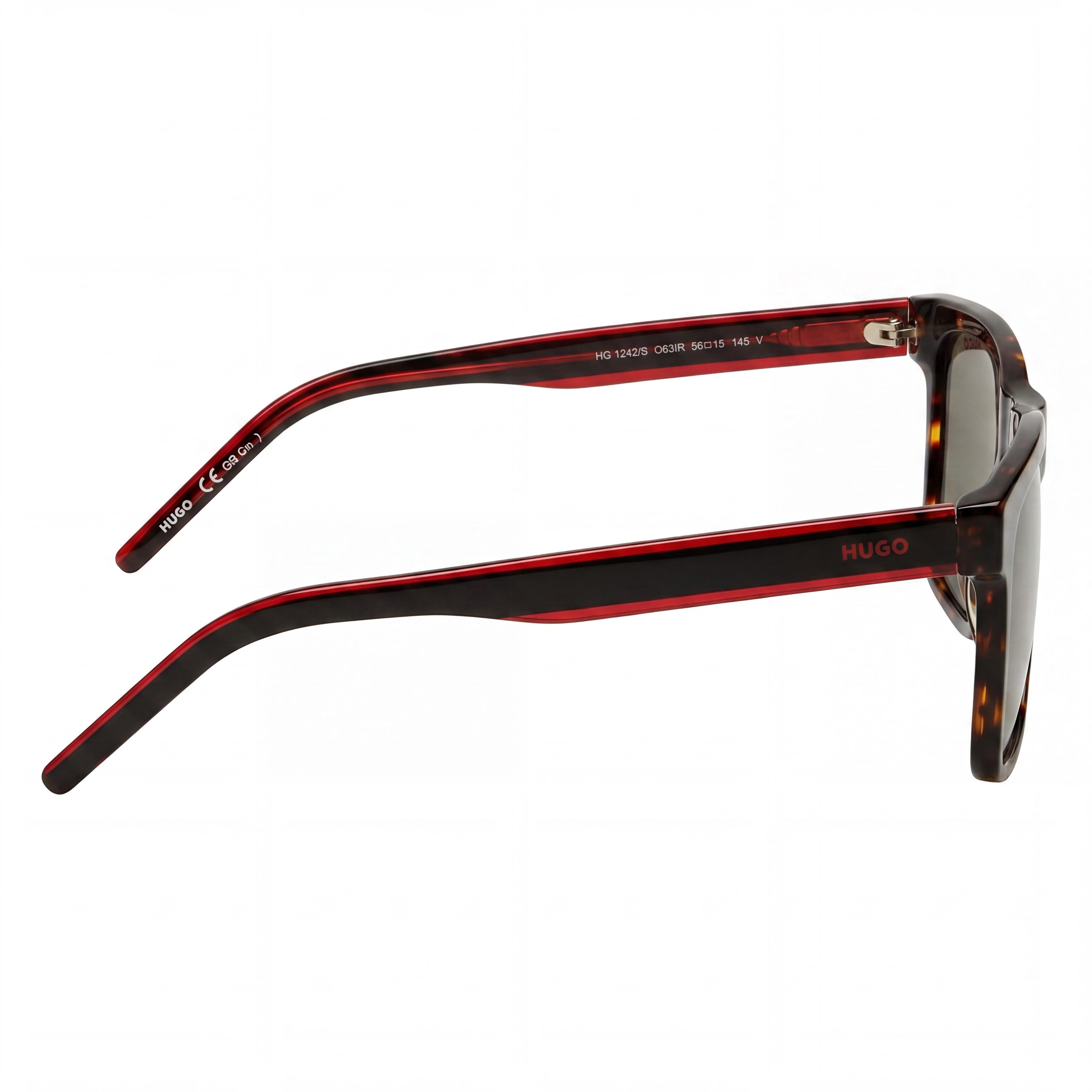 Gafas de sol HUGO modernas de acetato para mujer no polarizadas con montura y lentes rojas Habana de 56 mm, Photo 2