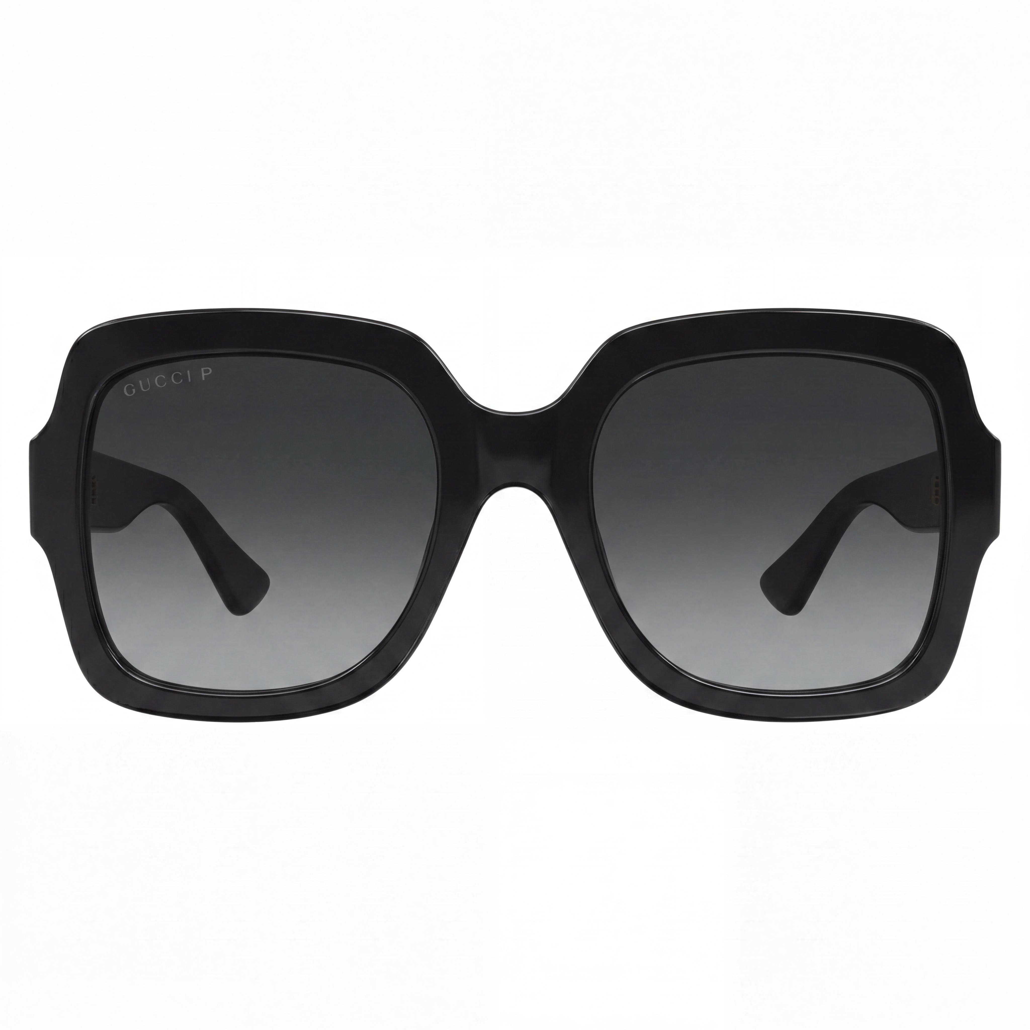 Gafas de sol Gucci GG1337S 002 cuadradas de plástico de montura completa para mujer, negras con logotipo dorado, lentes grises degradadas de 54 mm con protección UV, Photo 2