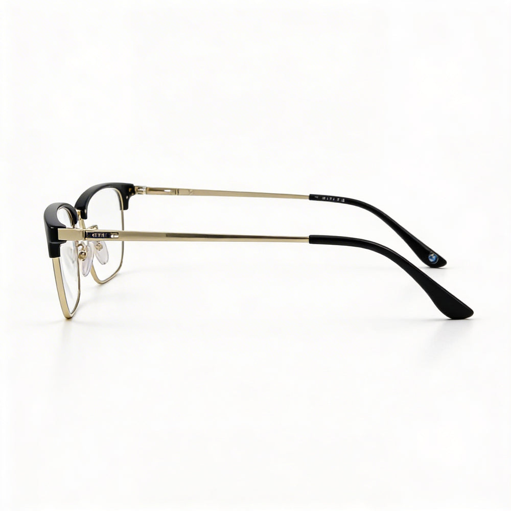 Gafas BMW de hombre 5074 negras de titanio estilo "browline" con lentes de demostración transparentes, aptas para prescripción, 54-17-145mm
