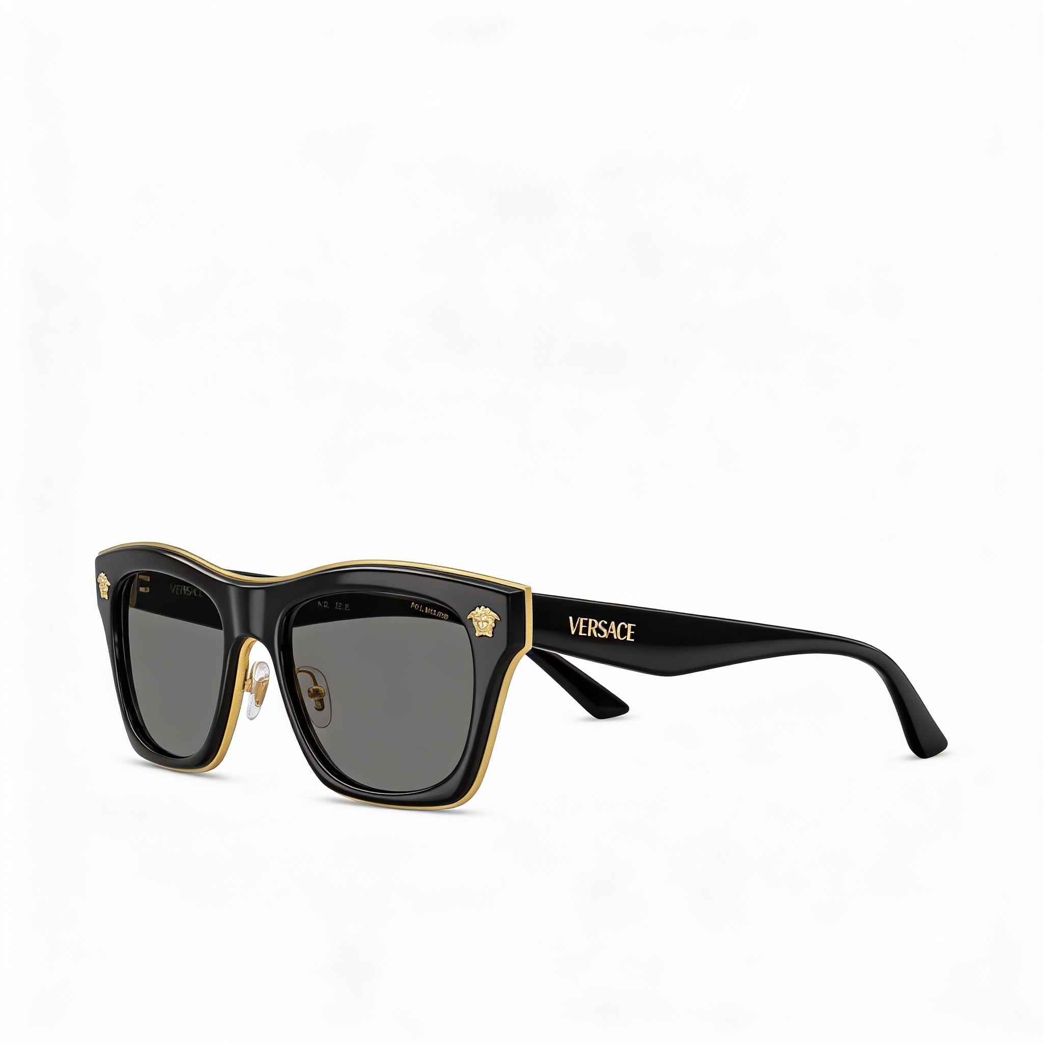 Gafas de sol unisex Versace Classic, montura de plástico en negro gris oscuro, lentes gris oscuro, 53 mm de ancho de lente, Photo 3
