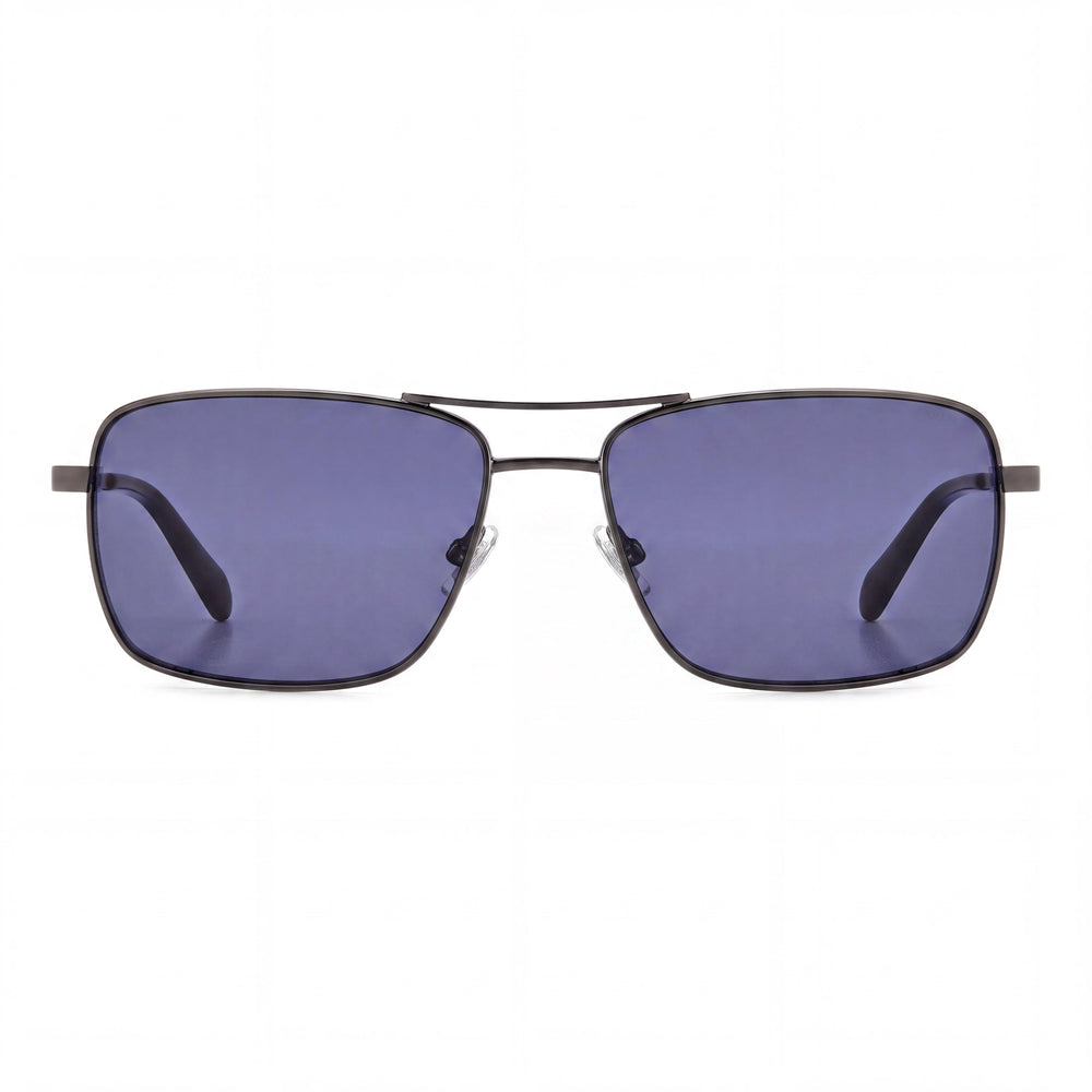 Gafas de sol Fossil Fos 3161/G/S Navigator para mujer, montura rutenio oscuro mate, lentes azules de acero inoxidable con protección UV de 59 mm