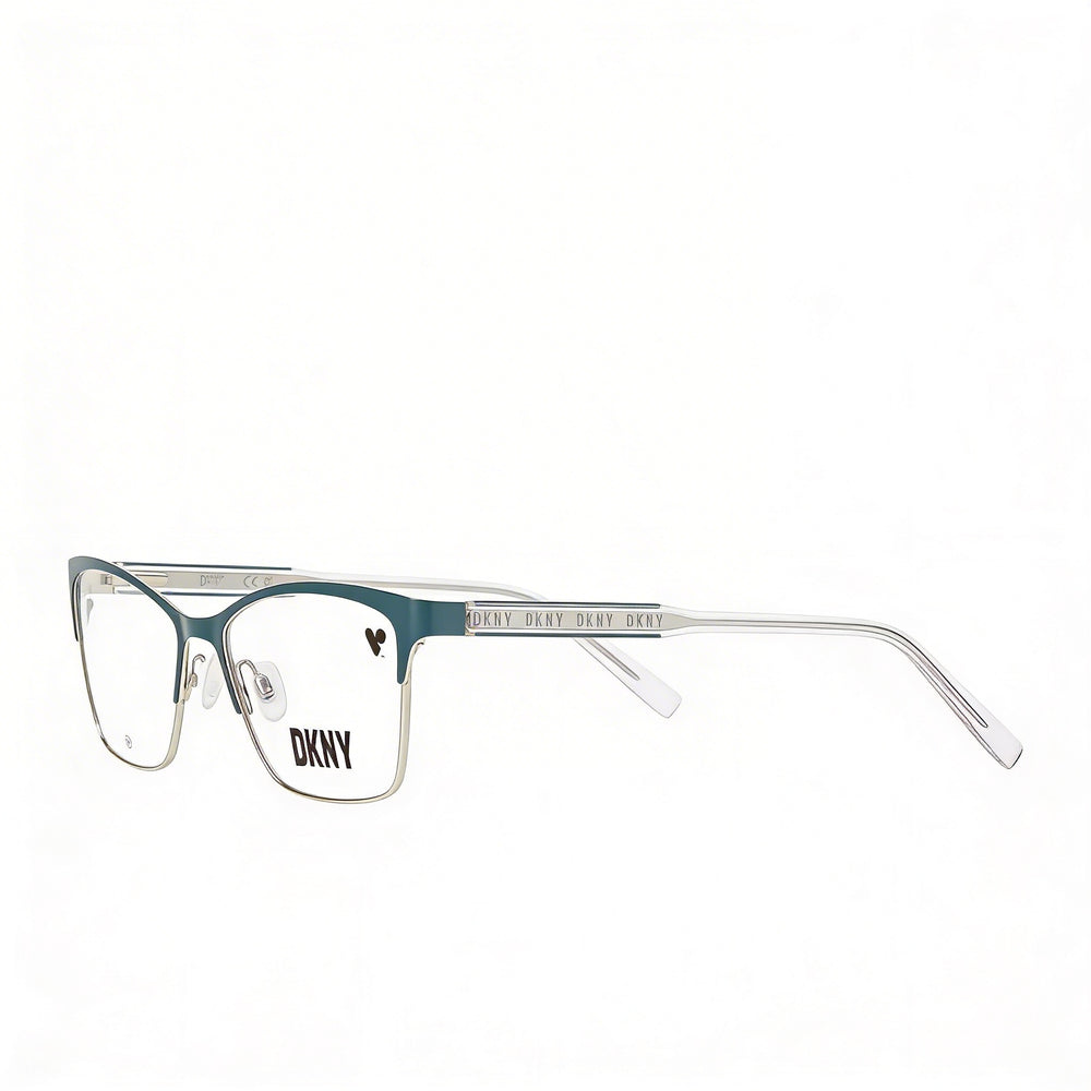 Gafas de sol unisex DKNY Dk3008 con montura de metal verde azulado/plateado y lentes de policarbonato verde azulado/plateado (53 mm)