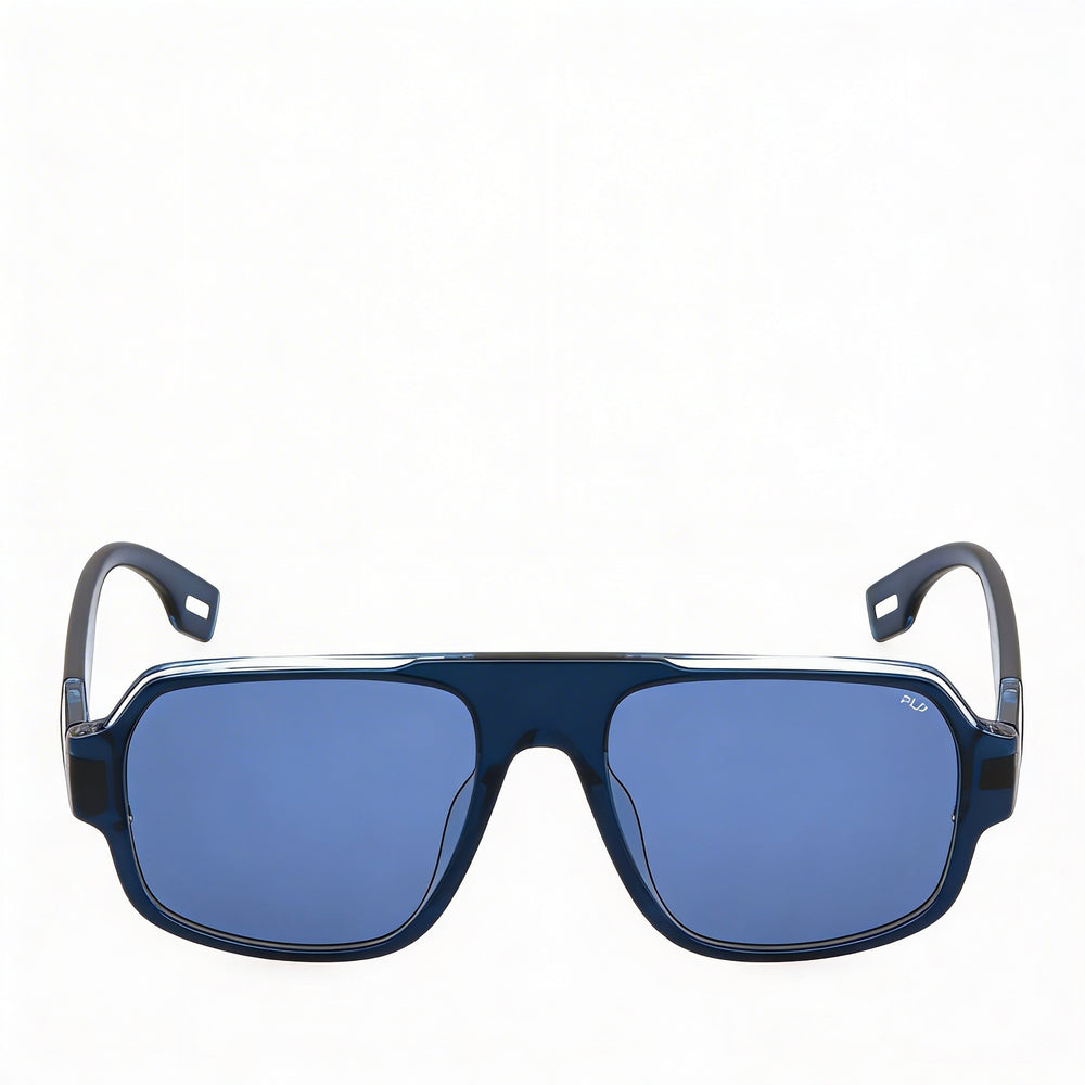 Fila Casual Unisex Navigator Acetate Non-Polarized Sunglasses Blue Top Clear Blue Frame, Blue Lens 54-18-140