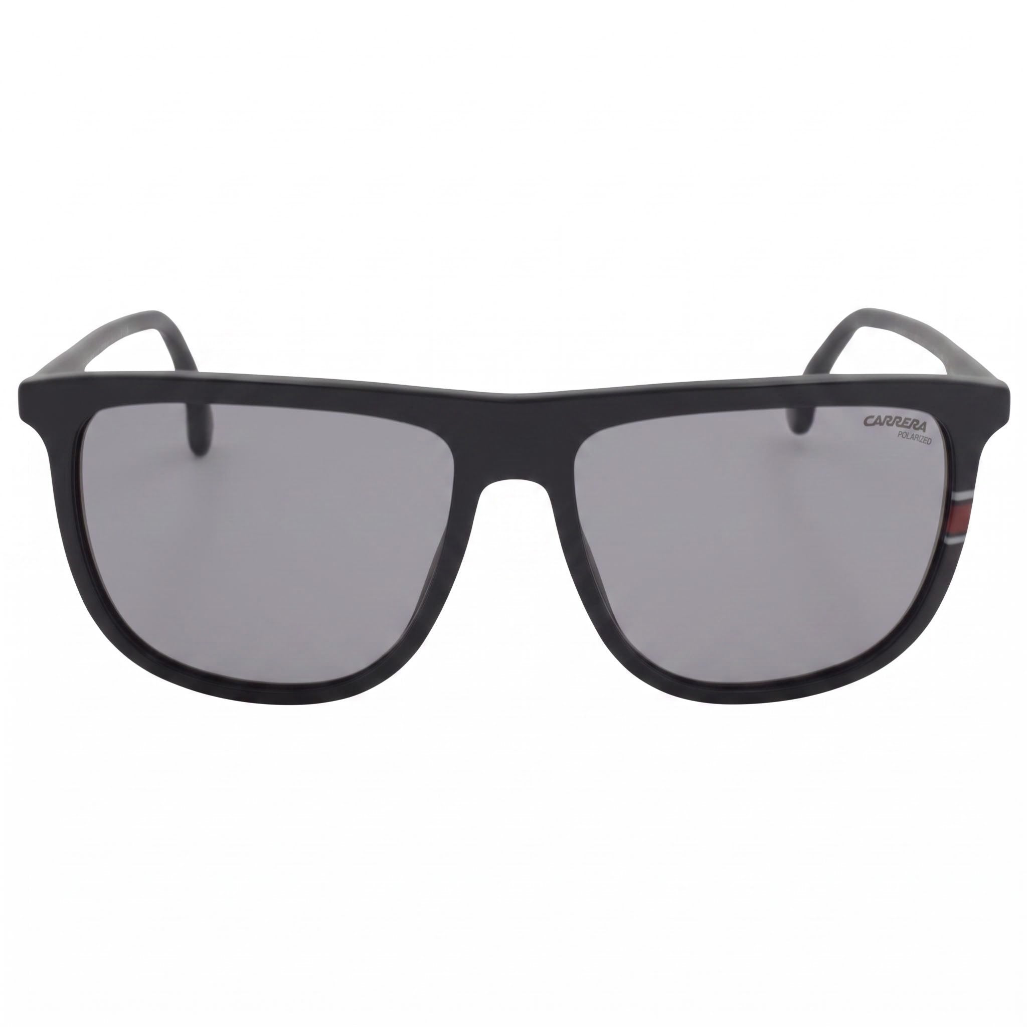 Carrera 218/S Unisex Rectangular Sunglasses, Black Plastic Frame, Grey Polarized Lenses, 58mm, Photo 2