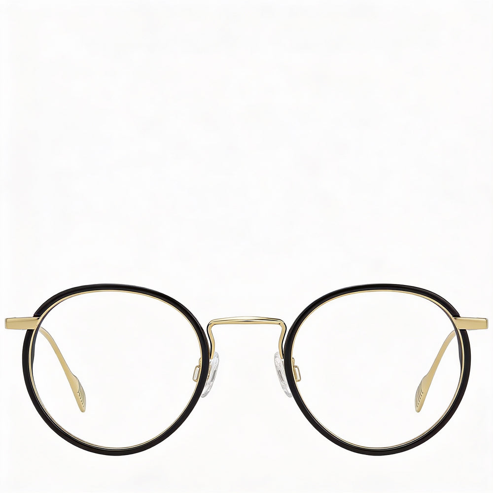 Gafas unisex Rag & Bone Rnb7025 de acero aleado dorado y negro con lentes transparentes de demostración, graduadas, 46 mm