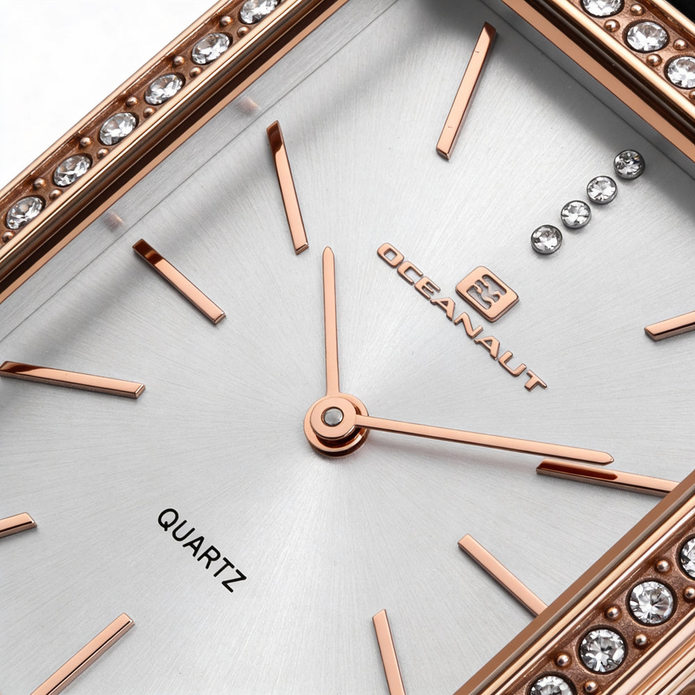 Reloj cronógrafo Oceanaut para mujer con esfera blanca y movimiento de cuarzo, resistente al agua hasta 3 ATM y cristal mineral resistente a arañazos.