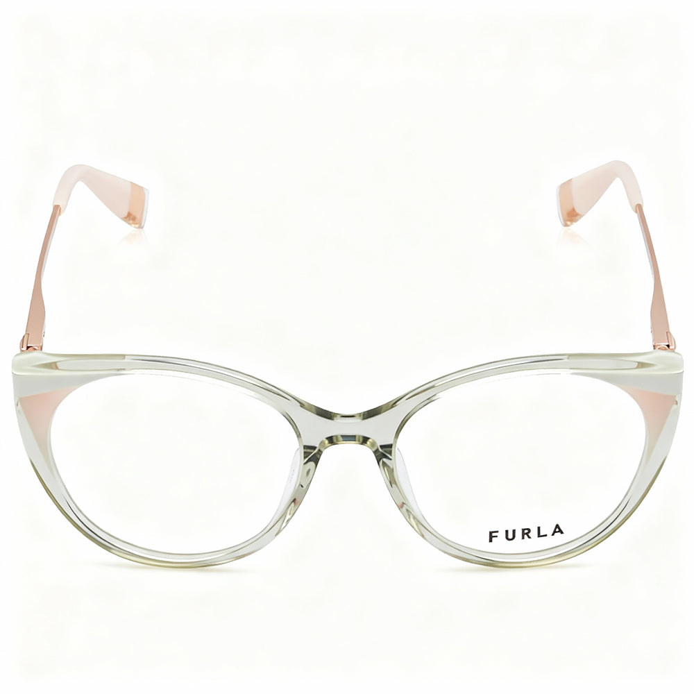 Furla VFU722V Women's Casual Acetate Frame Eyeglasses Grigio/Verde Lucido Non-Polarized 53mm
