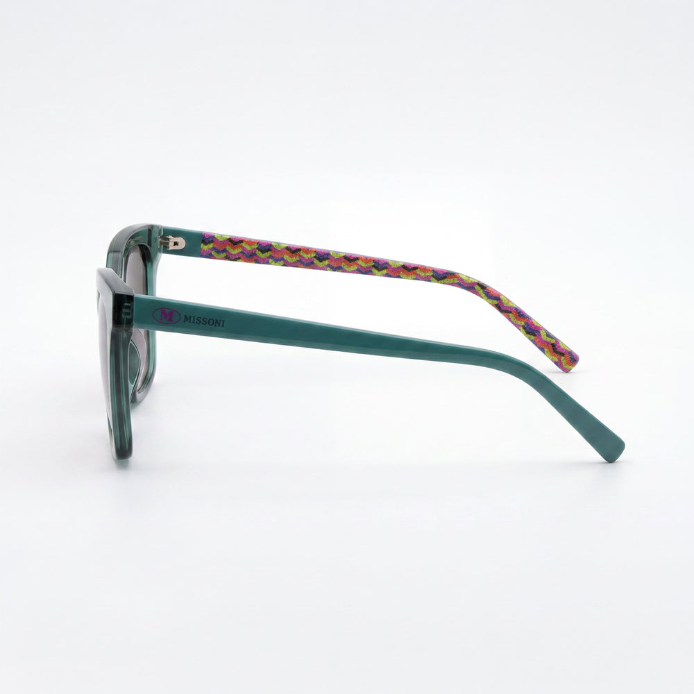 Missoni Women's Square Sunglasses, Verde Azulado Acetate Frame, Teal Polycarbonate Lenses, 53-19-140