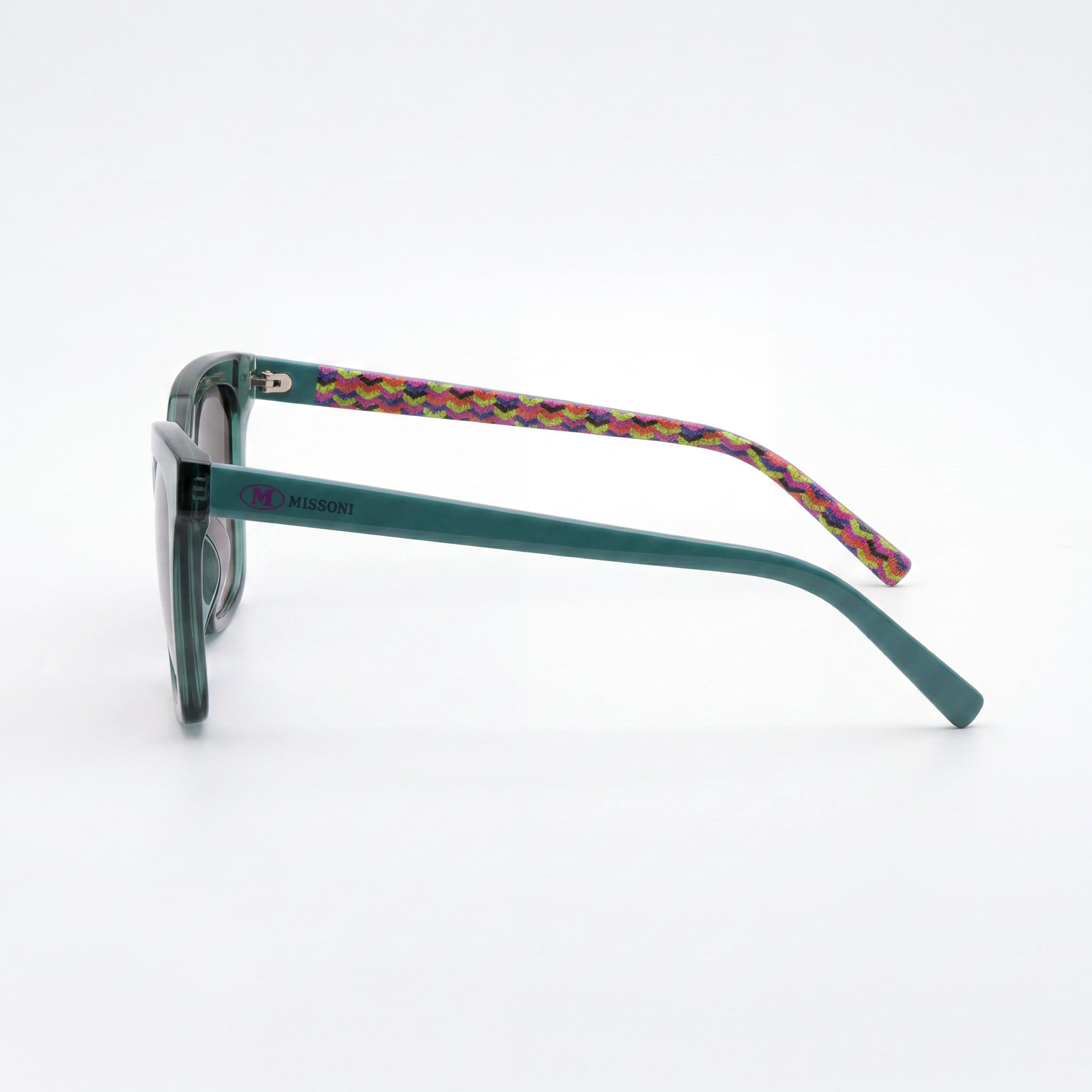 Missoni Women's Square Sunglasses, Verde Azulado Acetate Frame, Teal Polycarbonate Lenses, 53-19-140, Photo 3