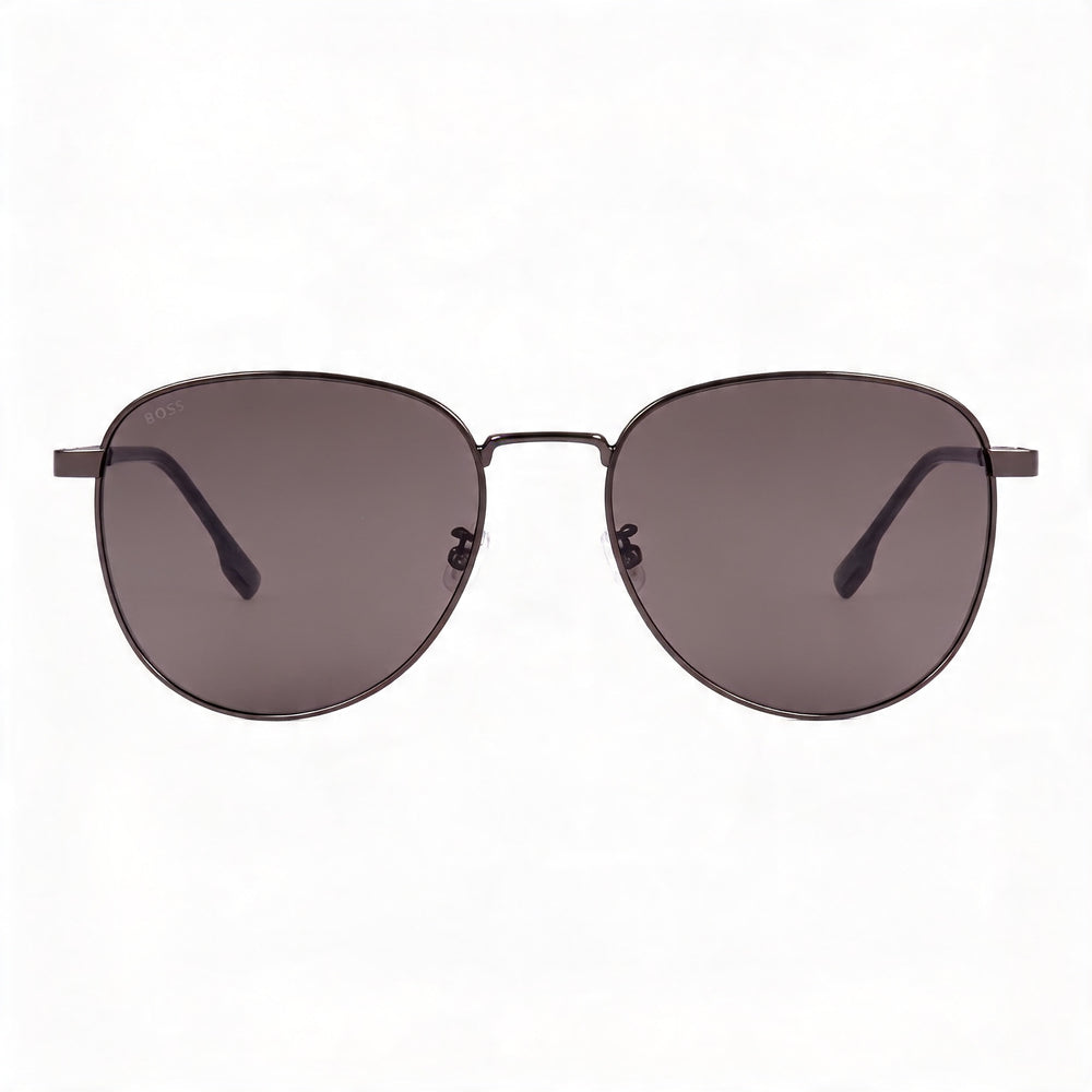 HUGO BOSS Modern Men's Stainless Steel Frame UV Protection Sunglasses Dark Ruthenium Black 57mm