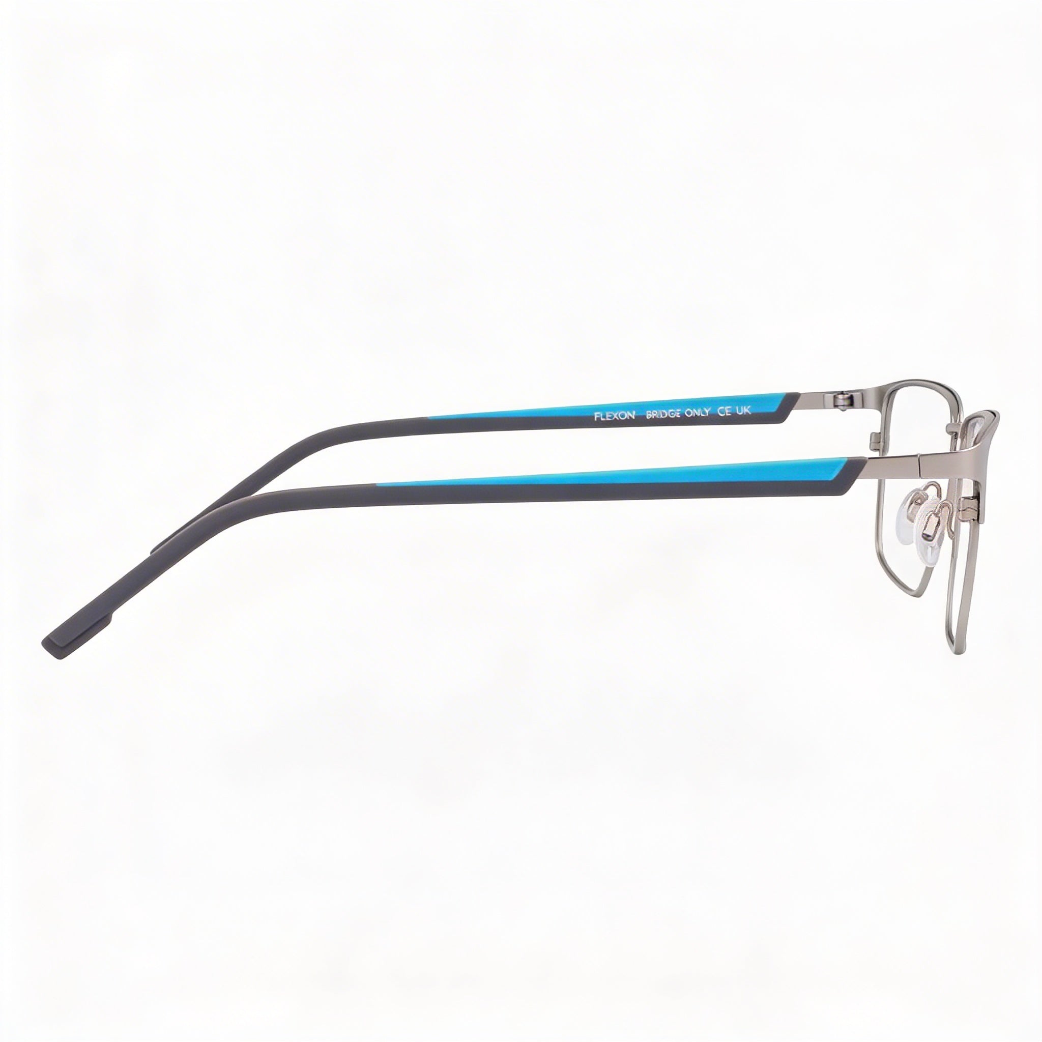 Flexon E1154 Men's Acetate Eyeglasses Satin Silver Cerulean 54mm, Photo 3