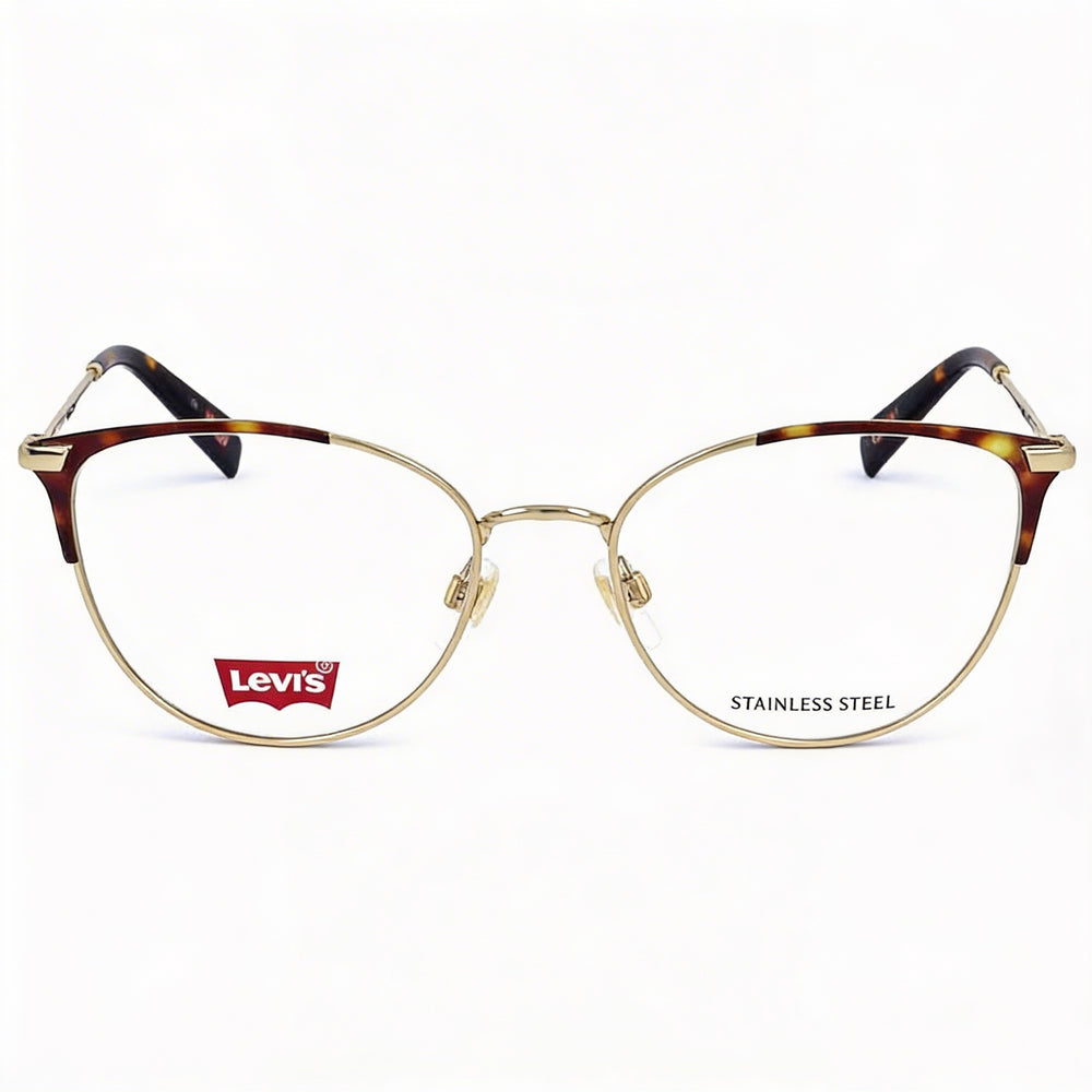 Gafas Levi's Modern para Mujer con Montura Dorada Havana, Lentes de Policarbonato y un Ancho de Lente de 52 mm