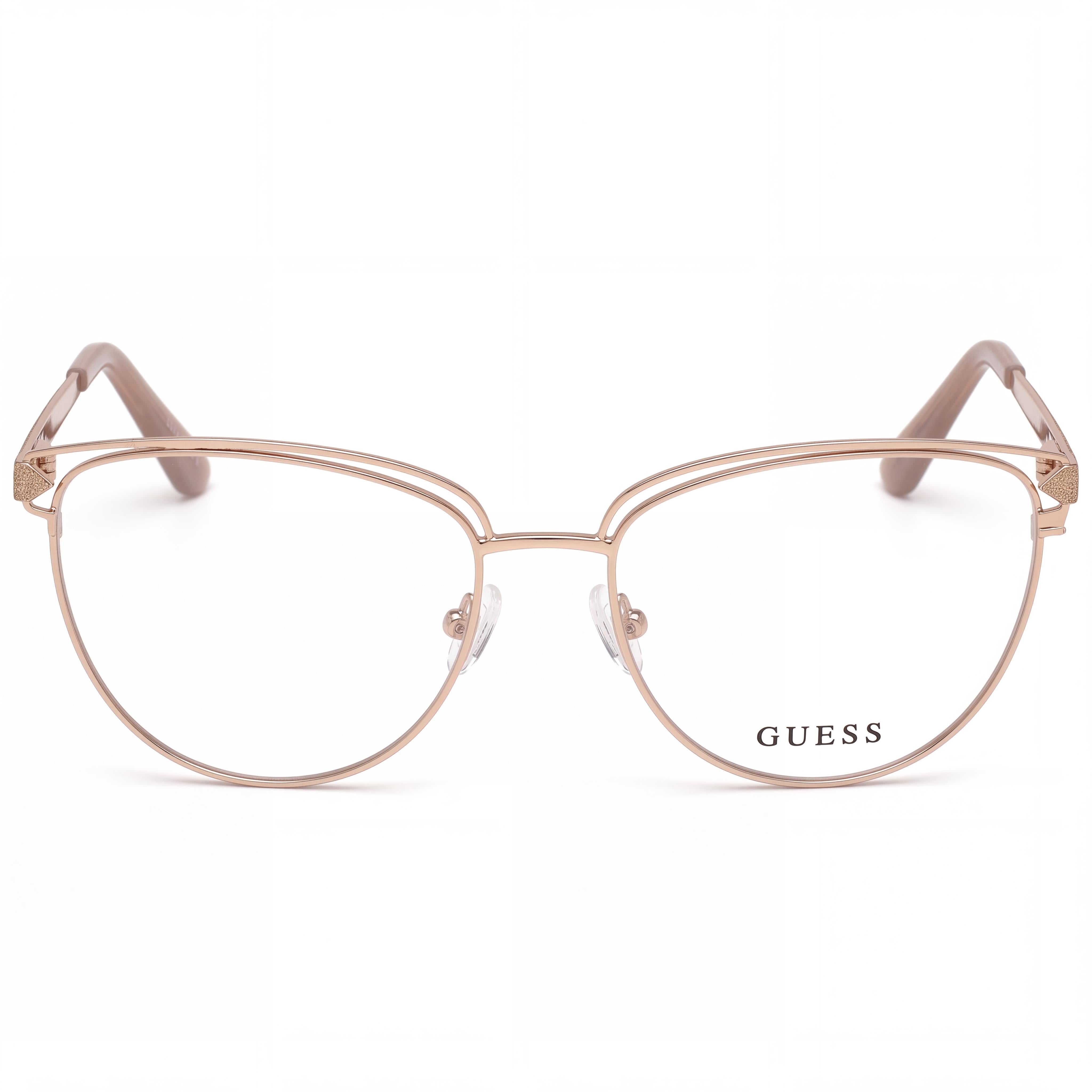 GUESS Gu2685 Women's Cat Eye Sunglasses with Shiny Rose Gold Metal Frame and Shiny Rose Gold Lenses 53mm, Photo 2