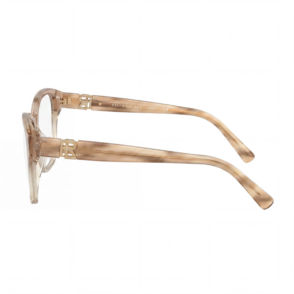 Montura óptica de acetato transparente beige Ralph Lauren Rl 6236u para hombre con lentes de policarbonato transparentes de 55 mm