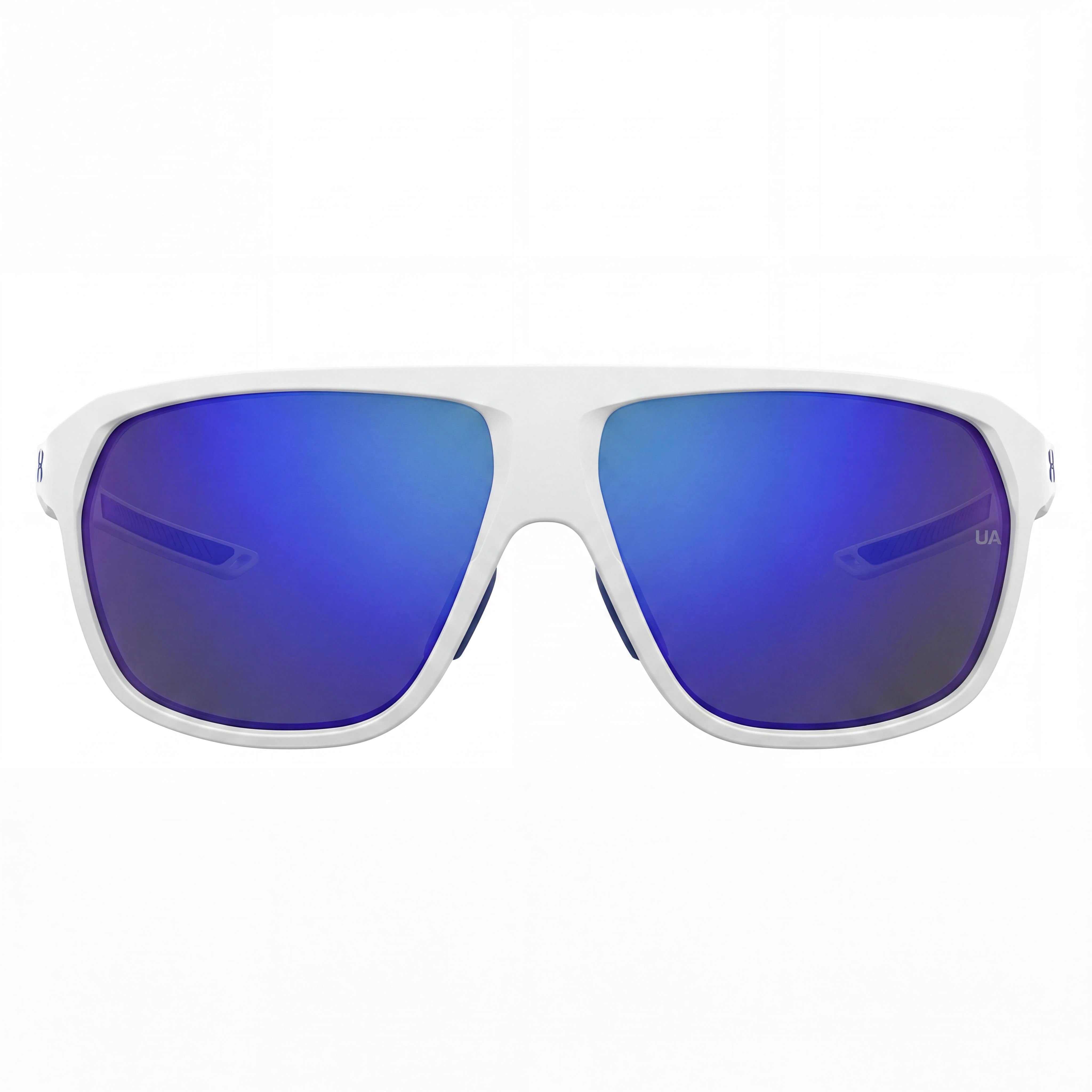 Under Armour Dominate Unisex Rectangular Sunglasses, Matte White Blue Polyamide, Mirrored Non-Polarized UV 62mm, Photo 2