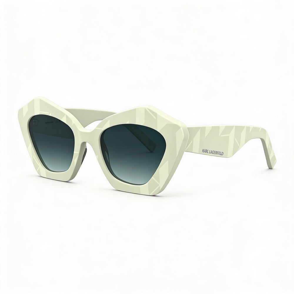 Gafas de sol para mujer Karl Lagerfeld Kl6199s, protección UV, acetato blanco, lentes azules degradadas - Talla M