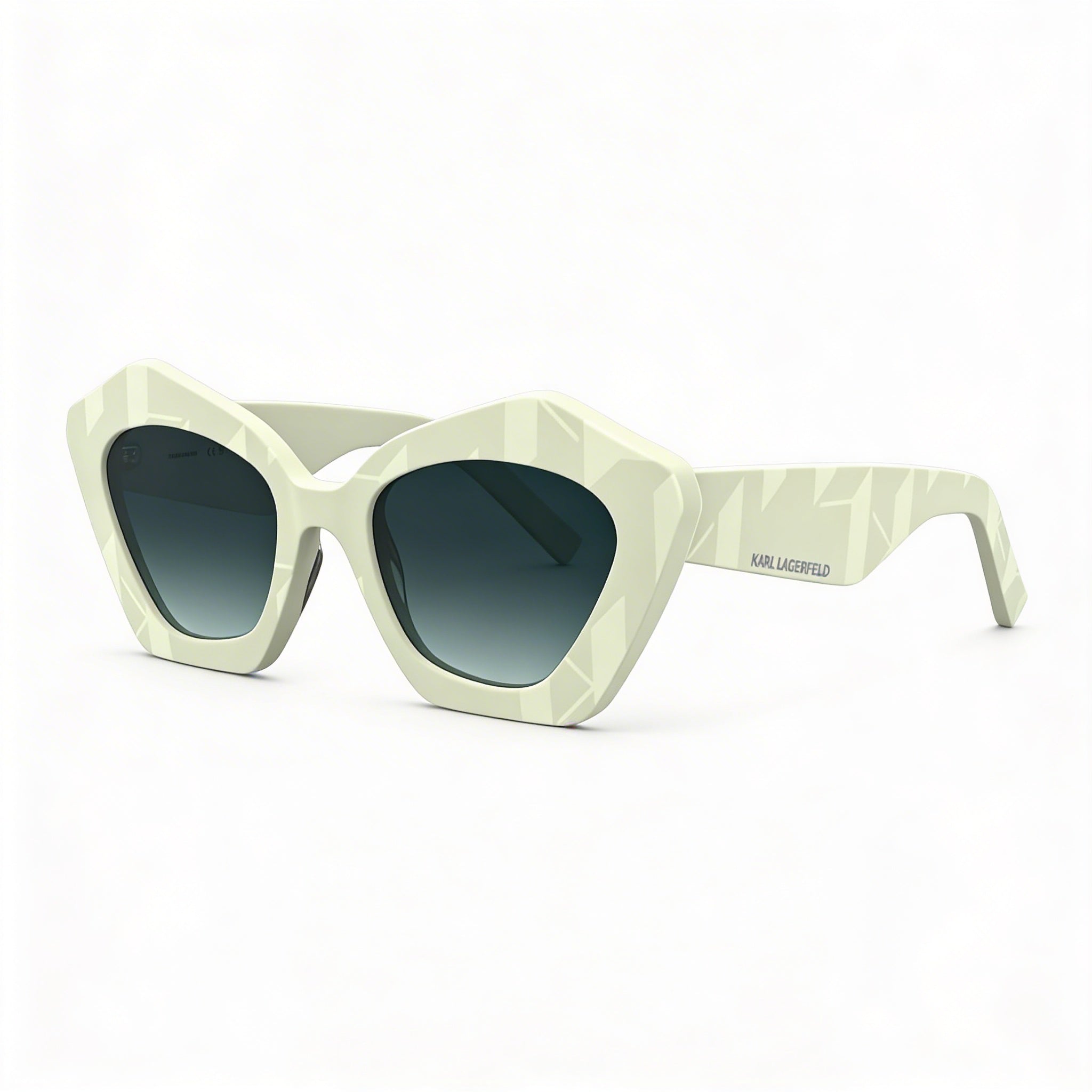 KARL LAGERFELD Kl6199s Women's White Acetate UV Protection Sunglasses, Gradient Blue Lenses - Size M, Photo 3