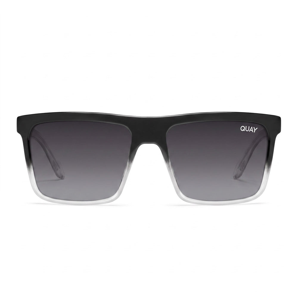 QUAY AUSTRALIA Let It Run Men's Black to Clear Frame Smoke Lens Polarized UV Protection Sunglasses