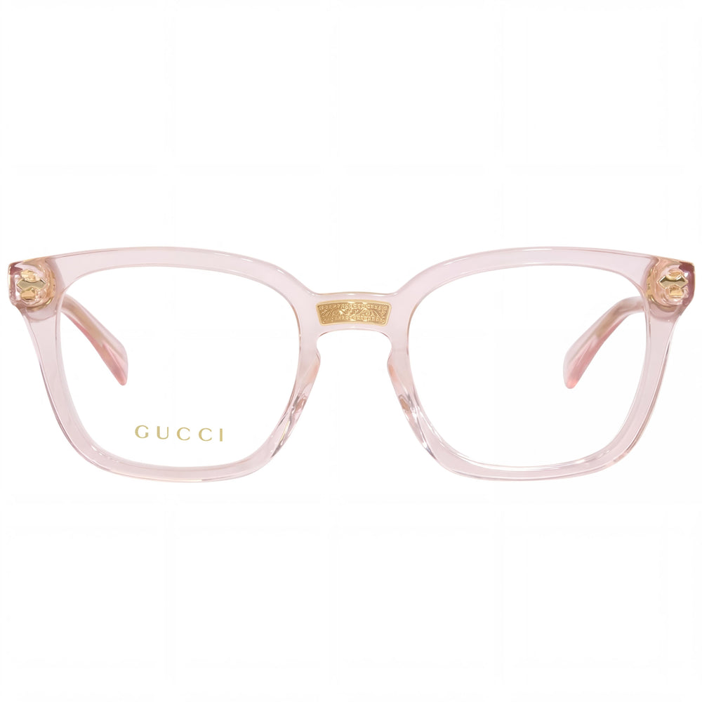 Gafas graduadas cuadradas Gucci GG0184O para mujer, montura de plástico rosa transparente de 50 mm