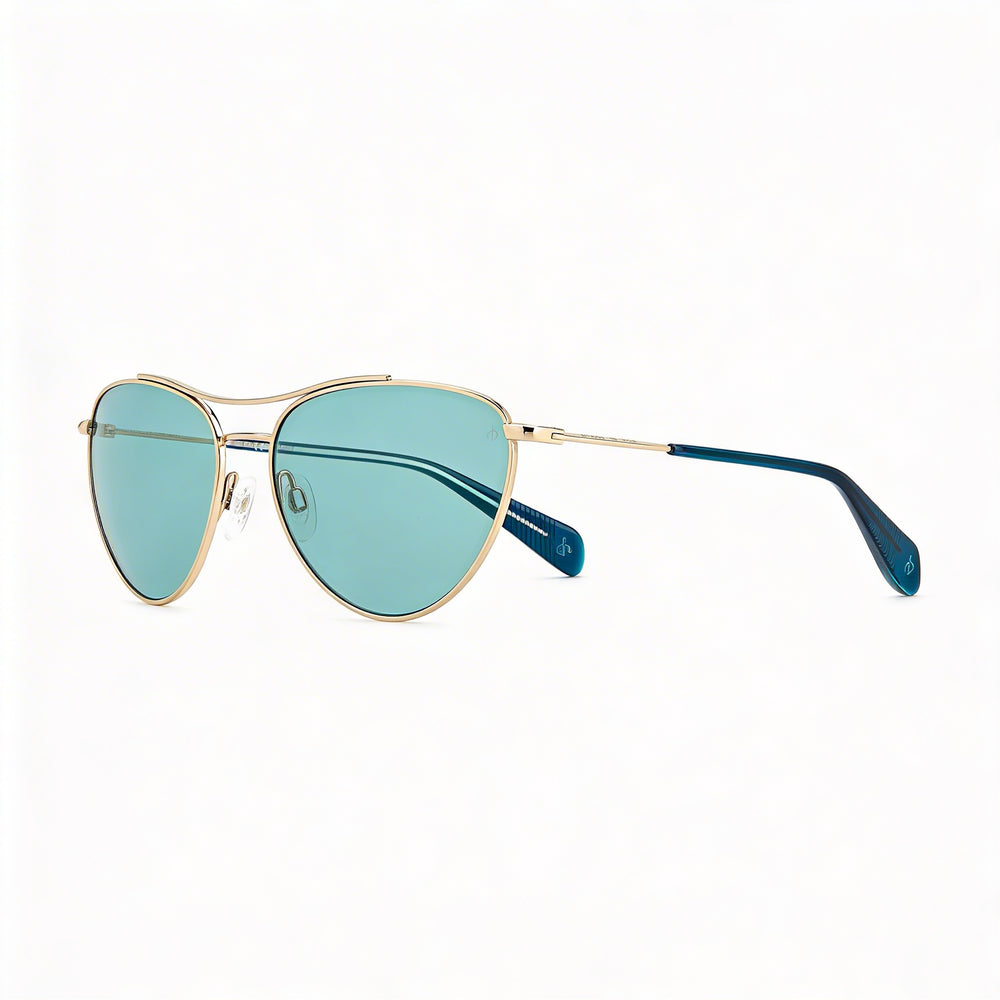 Gafas de sol Rag & Bone Modern Women's Pilot Gold Teal de aleación de acero no polarizadas con protección UV de 58 mm