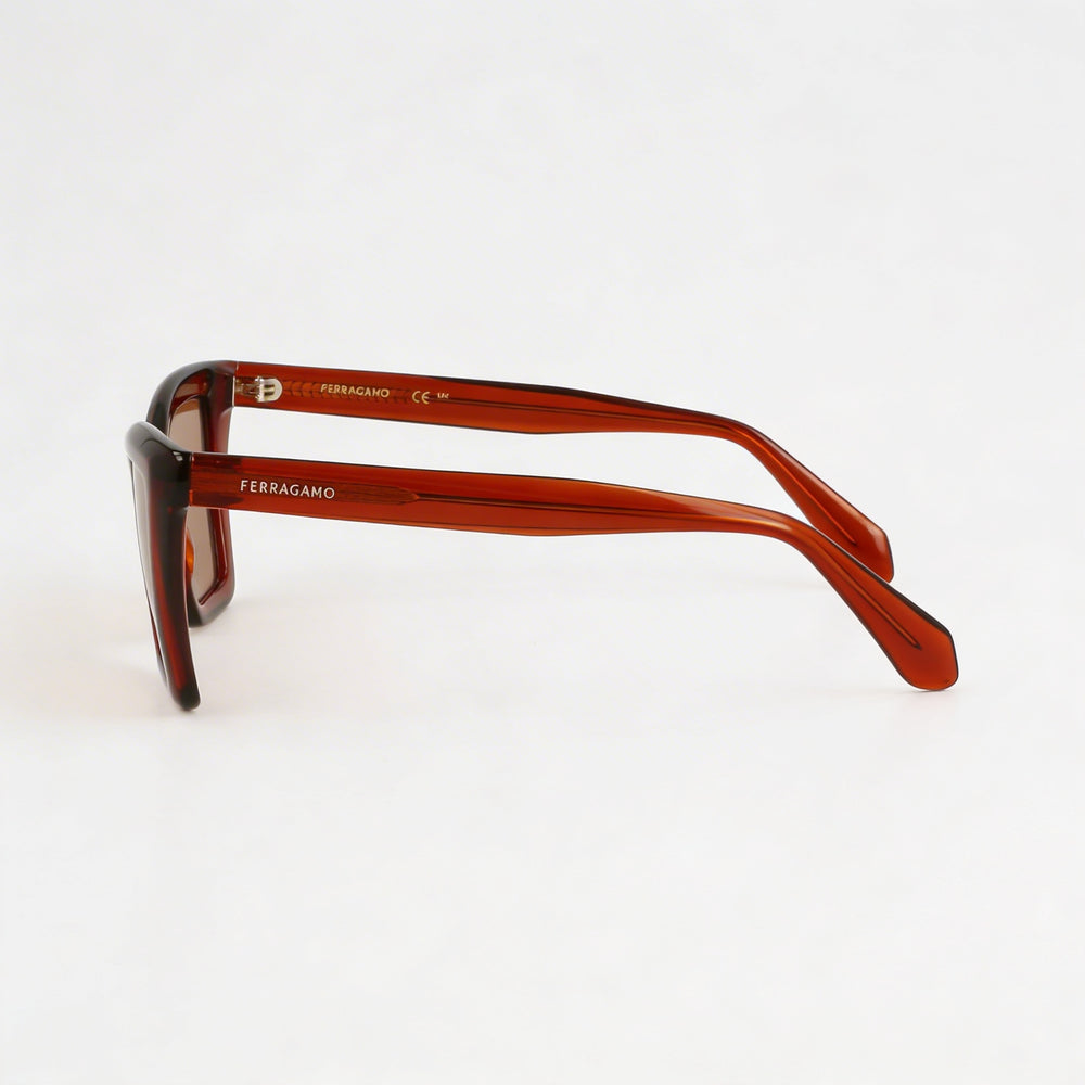 Gafas de sol de acetato Ferragamo Sf2039se transparentes en color óxido UV 400 para mujer con lentes de color ladrillo macizo de 53 mm